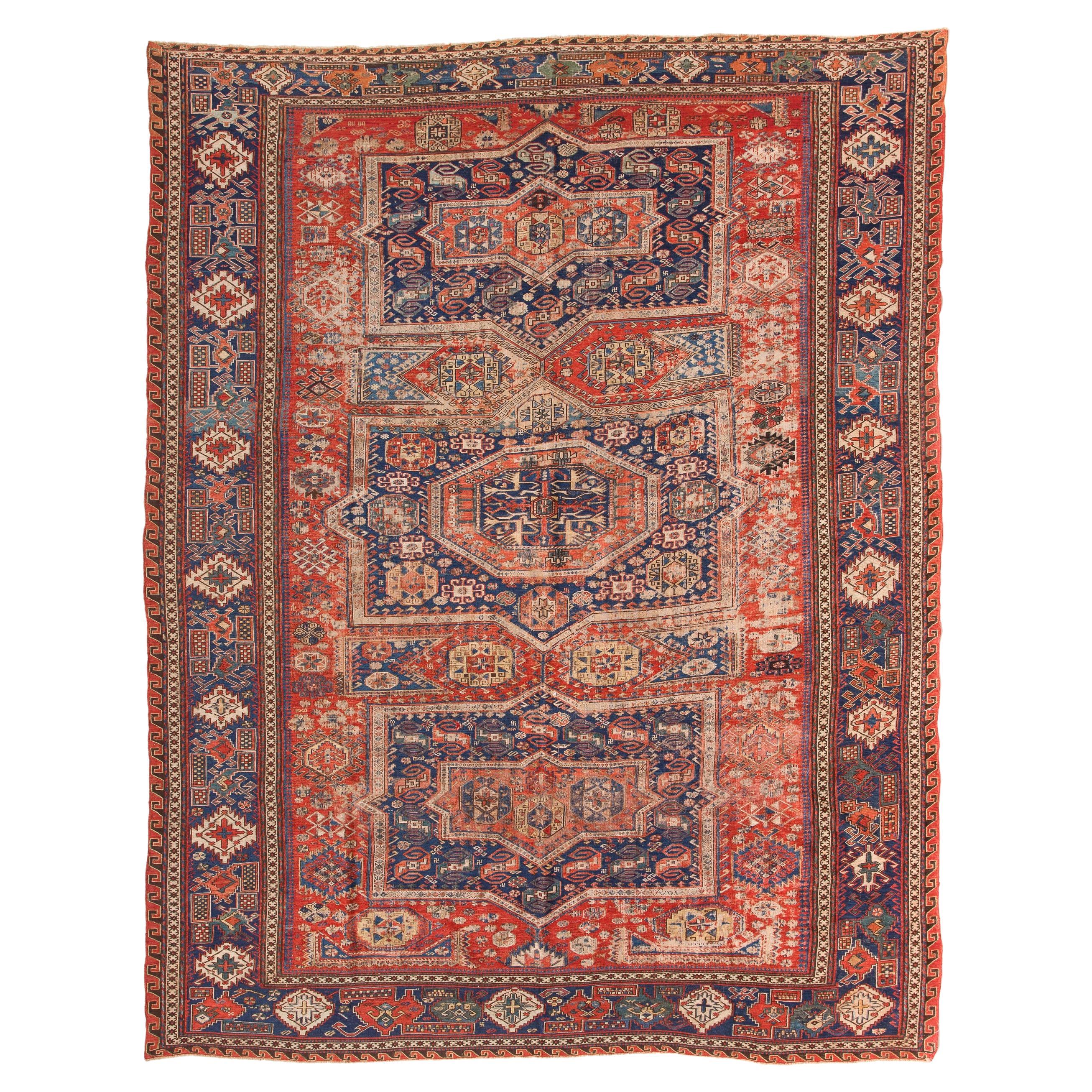Antique Caucasus Soumak Kilim Rug, Caucasian Carpet 