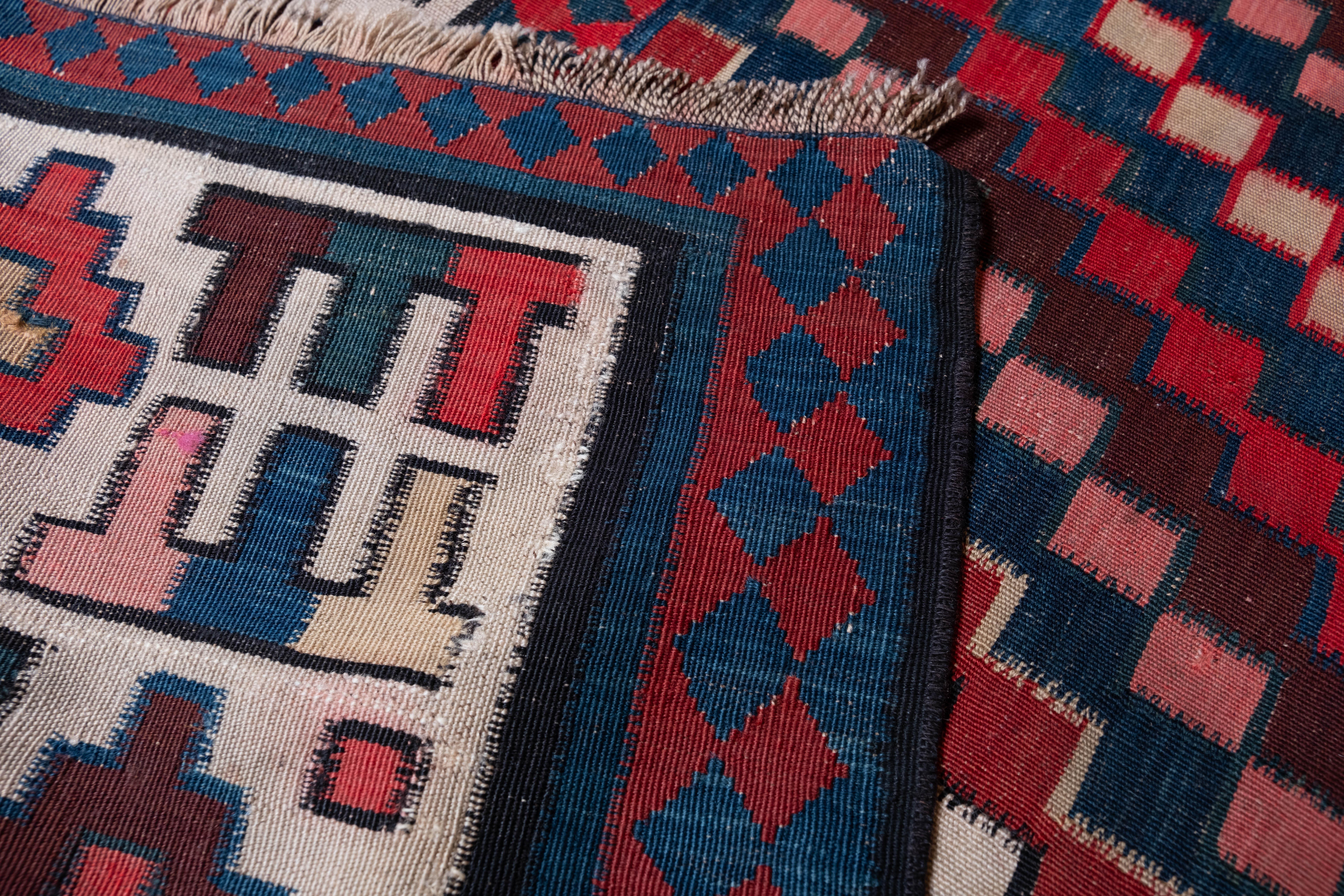 Hand-Woven Antique Caucasus Talish Kilim Rug, Caucasian Carpet For Sale