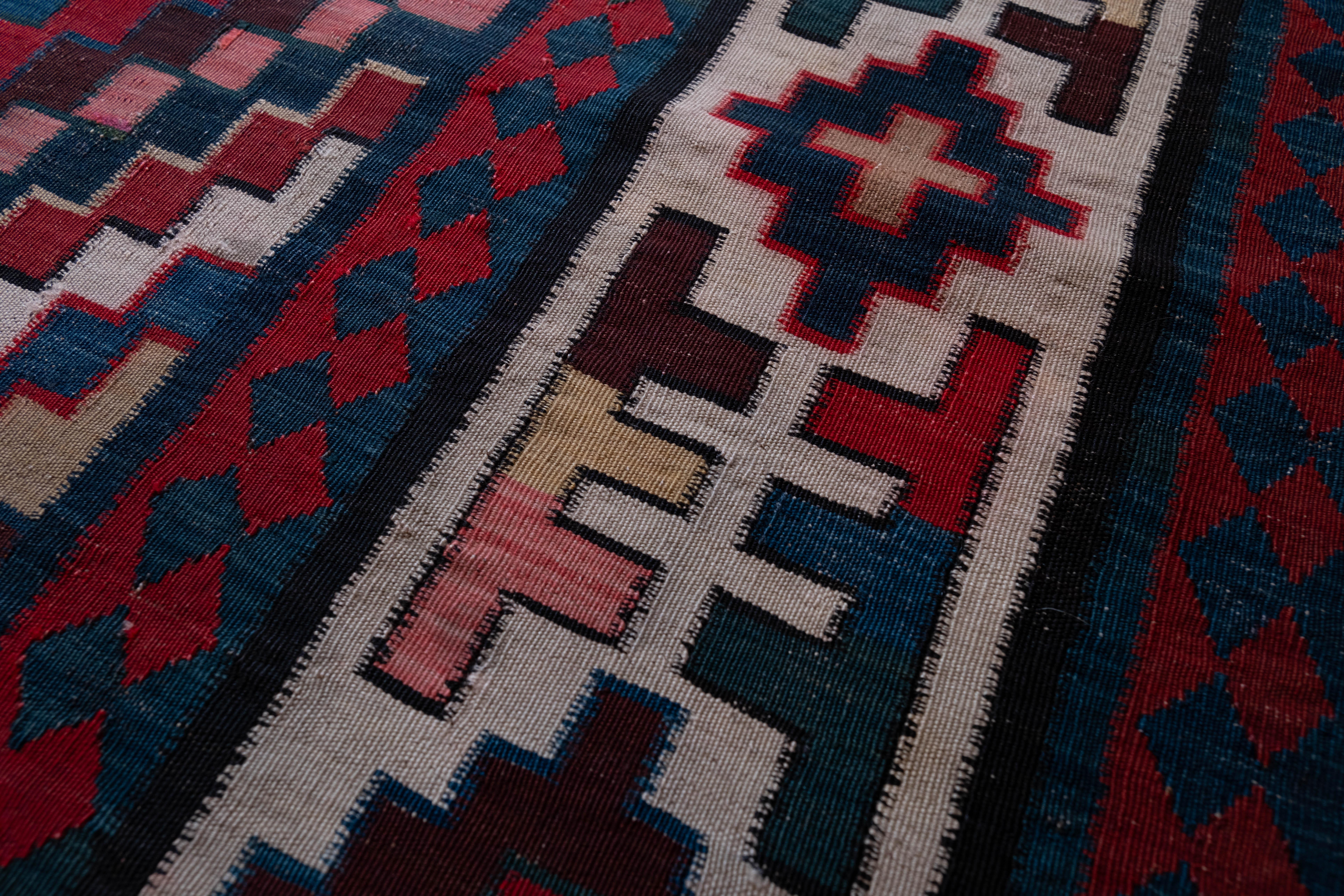 Antique Caucasus Talish Kilim Rug, Caucasian Carpet For Sale 3