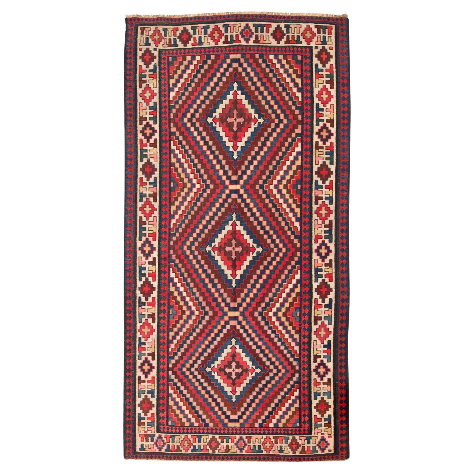Antique Caucasus Talish Kilim Rug, Caucasian Carpet