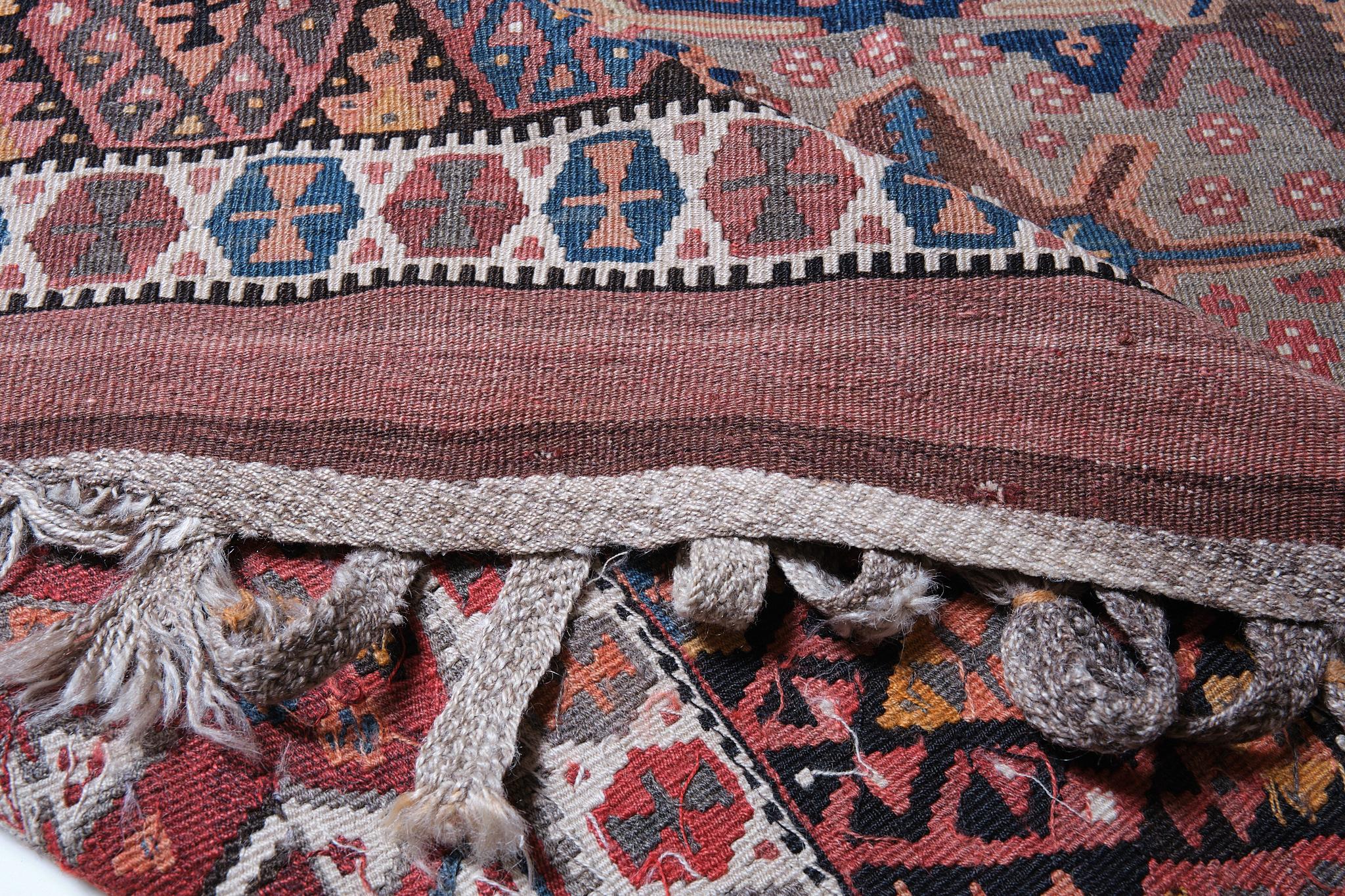 Hand-Woven Antique Erzurum Kilim Rug Old Anatolian Turkish Carpet For Sale