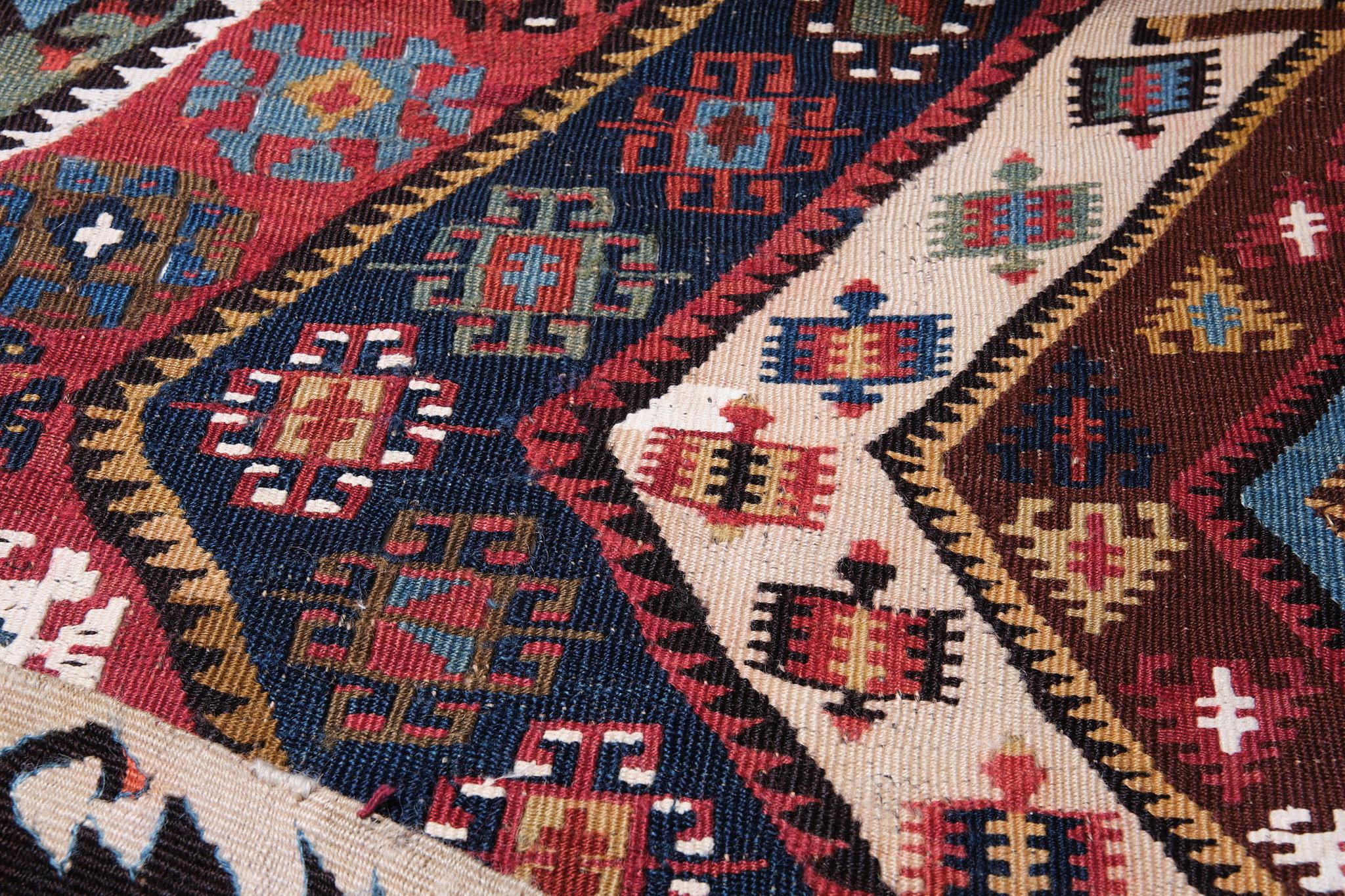 Hand-Woven Antique Kayseri Kilim Central Anatolia Rug Turkish Carpet For Sale
