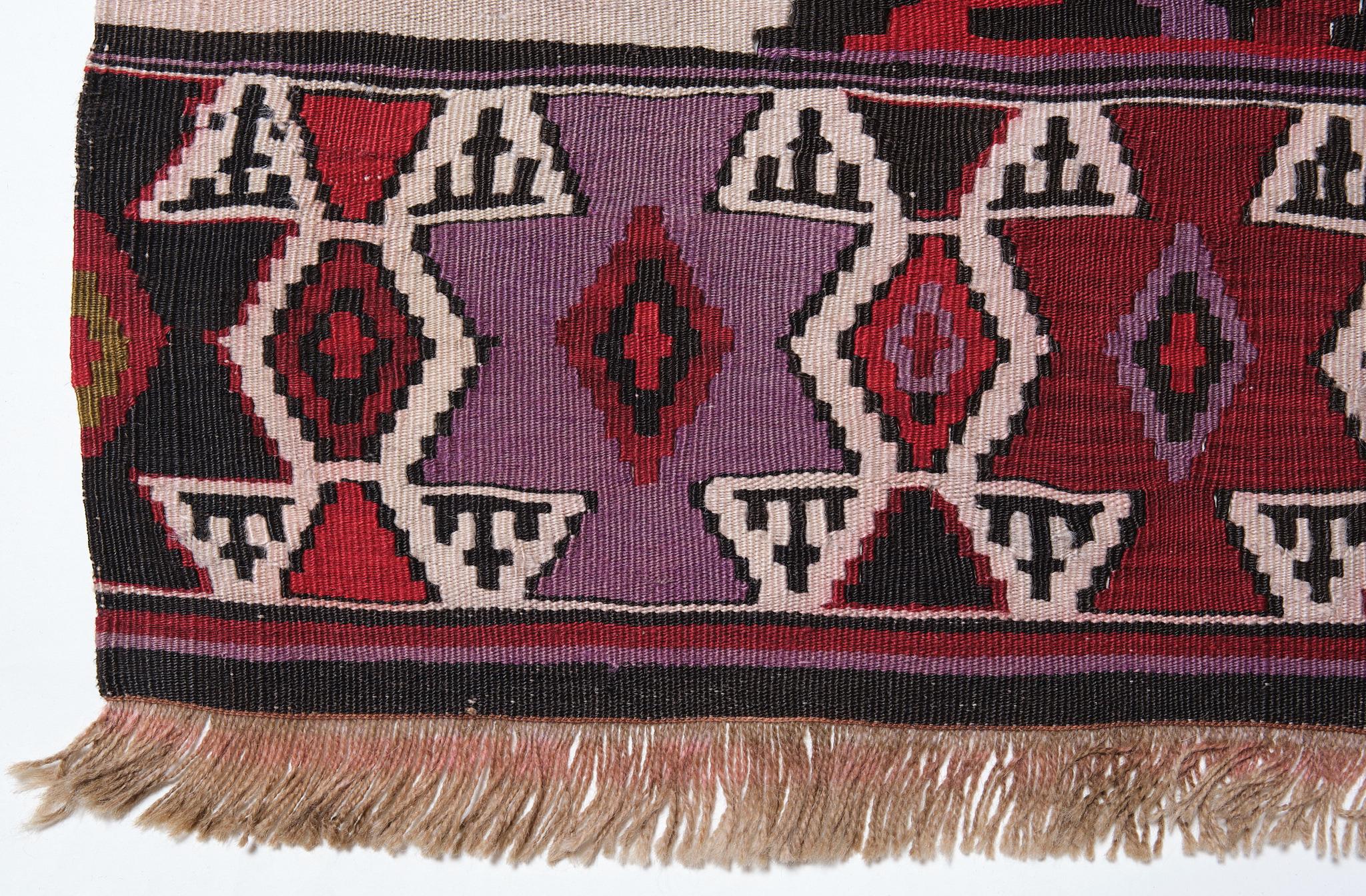 This is Central Anatolian Antique one halve of Kilim from the Konya - Karaman region with a rare and beautiful color composition.

As early as the 13th century MarCo Polo noted, in his account of his travels to the region, that superlative rugs