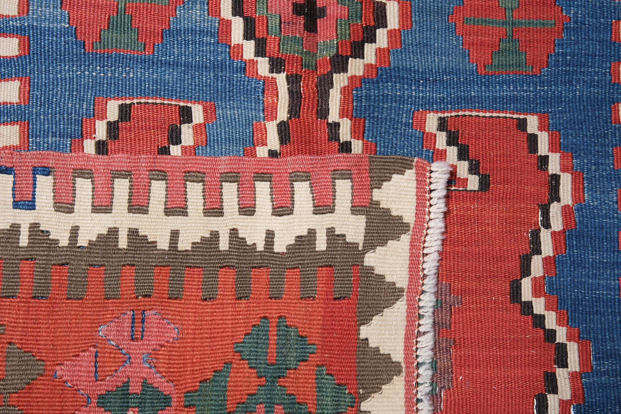 Hand-Woven Antique Konya Kilim Central Anatolian Rug Turkish Carpet For Sale