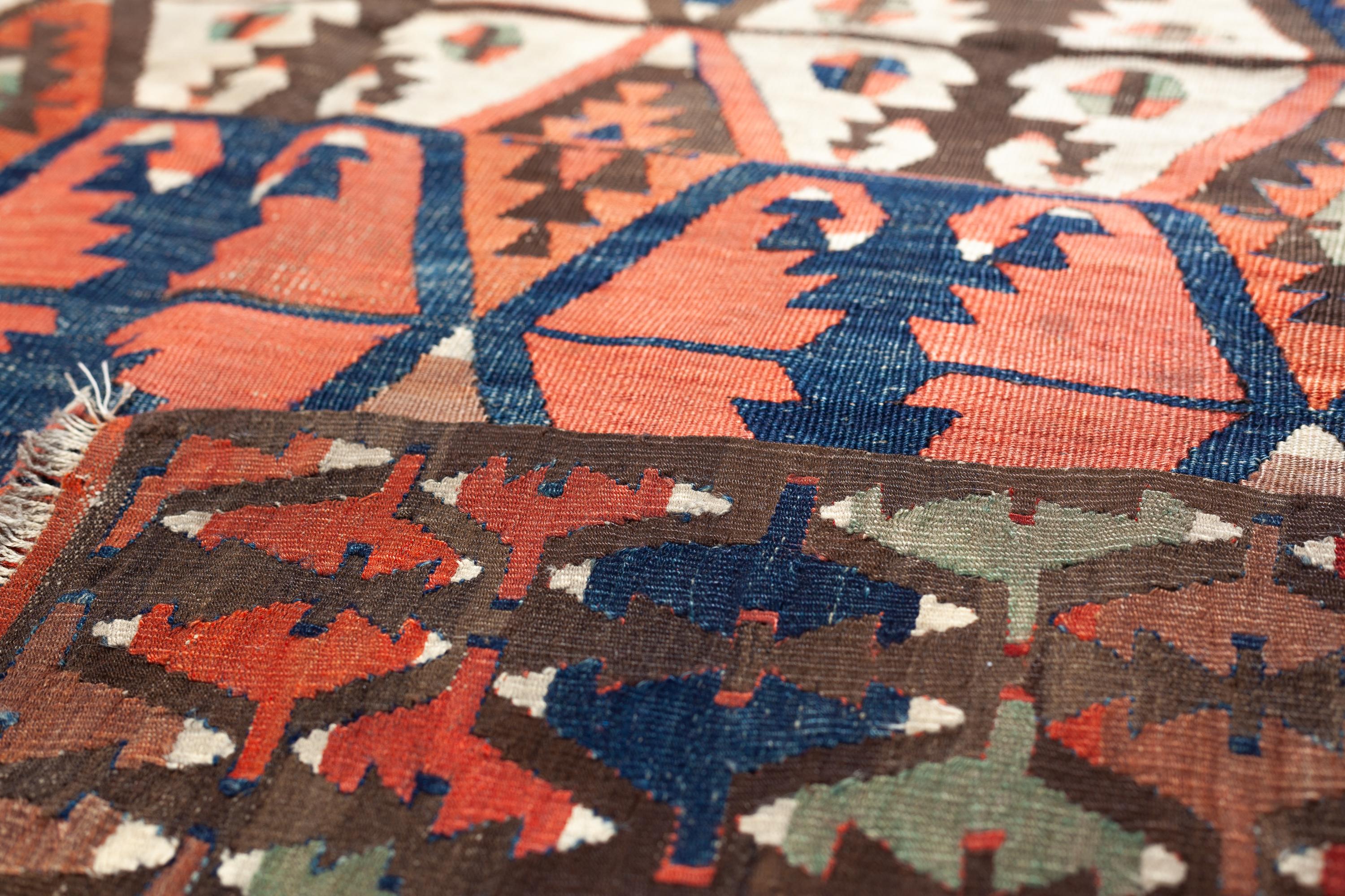Wool Antique Konya Kilim Central Anatolian Rug Turkish Carpet For Sale