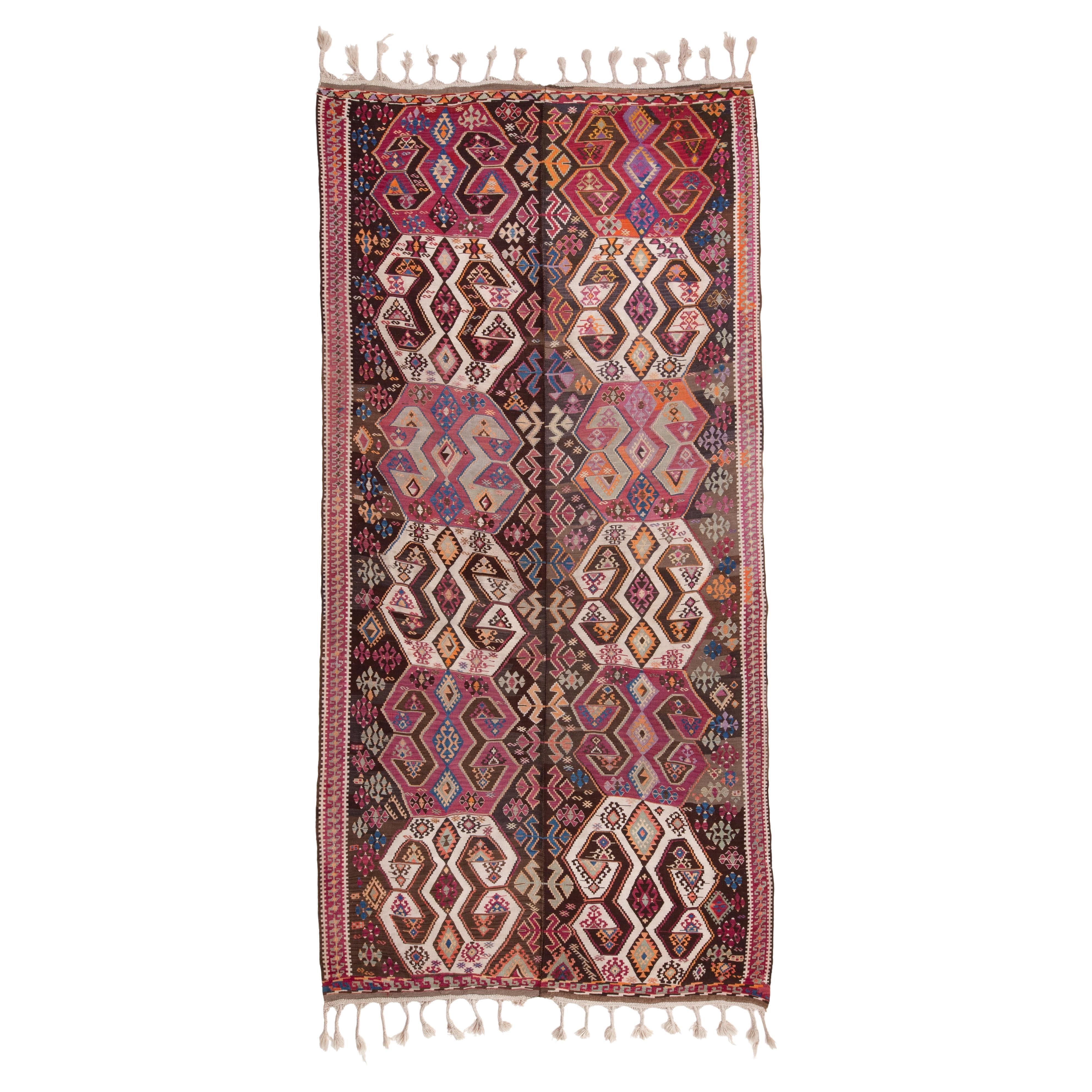 Tapis turc antique Konya Kilim d'Anatolie centrale