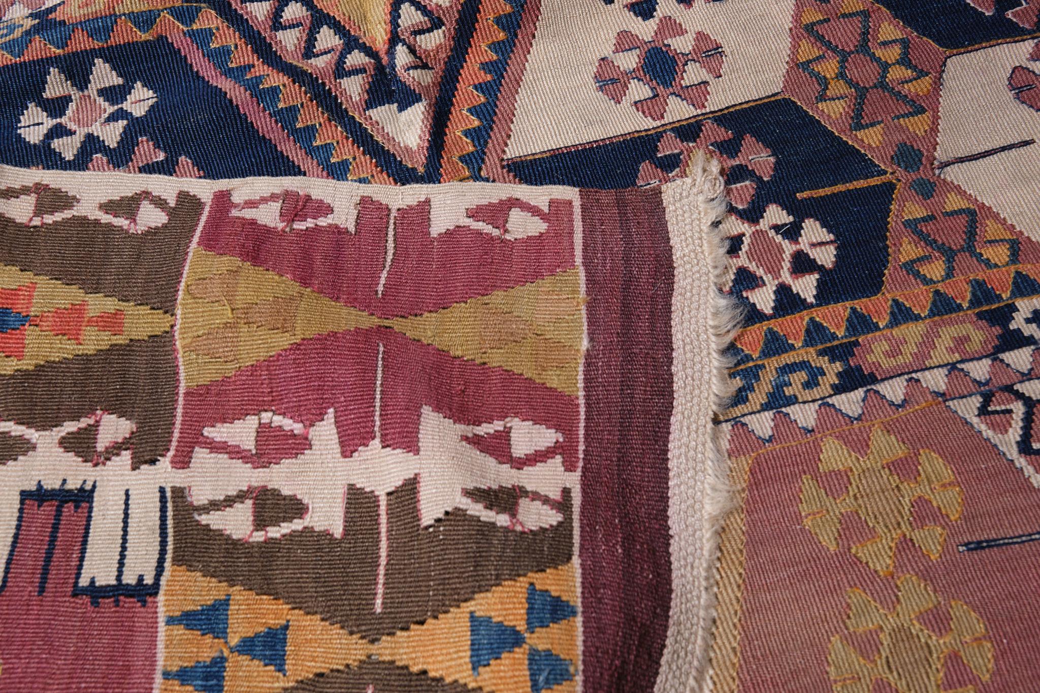Hand-Woven Antique Malatya Kilim South Anatolia Rug Turkish Carpet For Sale