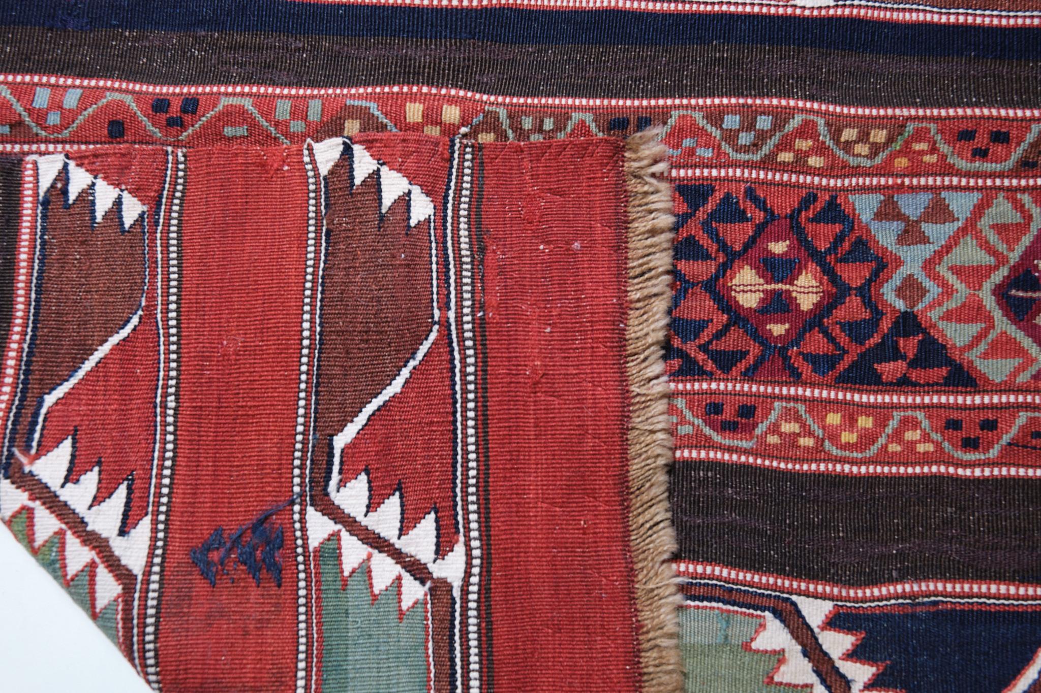 Hand-Knotted Antique Malatya Runner Kilim Rug Anatolia Turkish Carpet For Sale