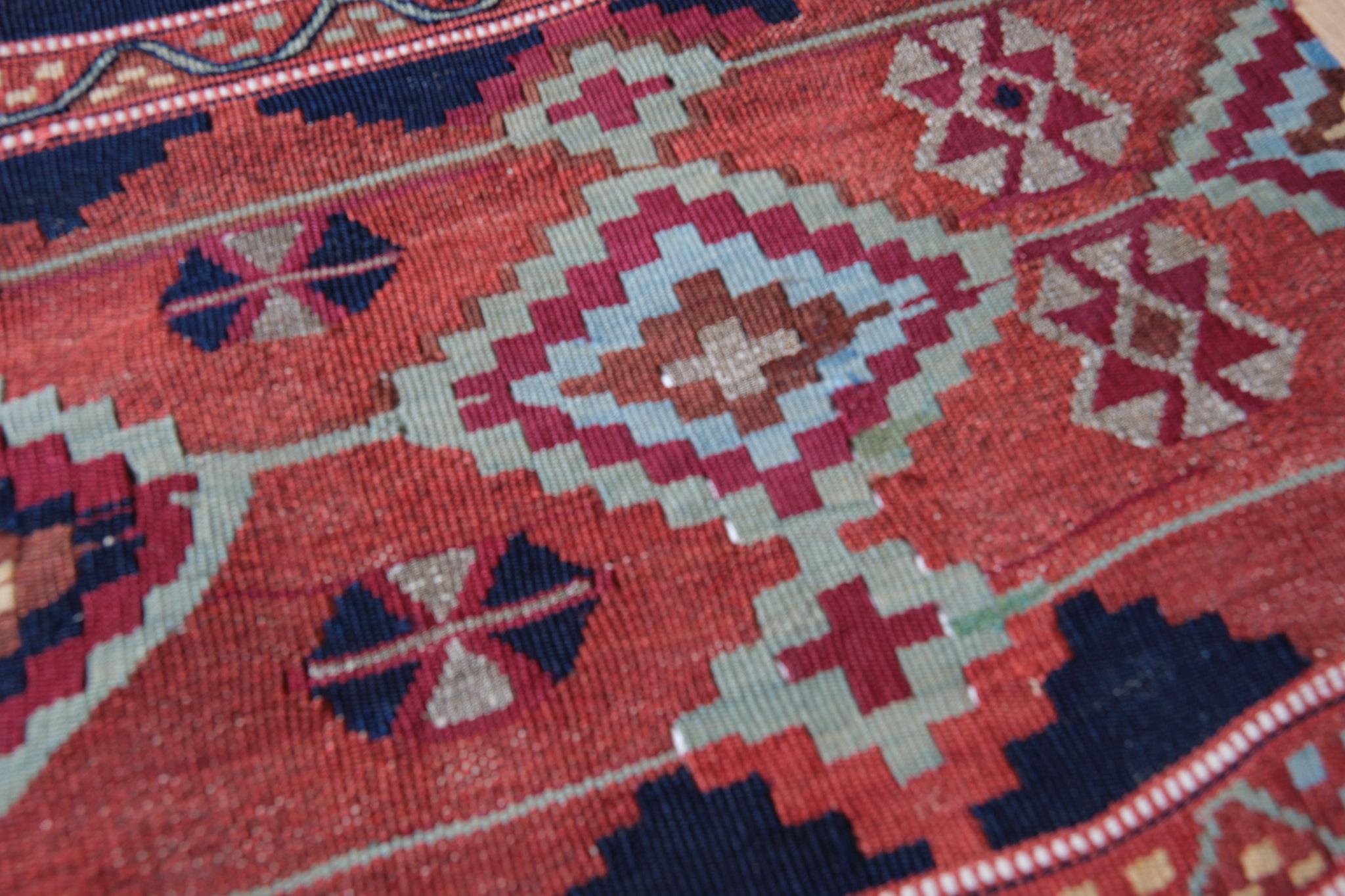 Alfombra Kilim Antigua Malatya Corredor Anatolia Sudoriental Alfombra Natural Turca Tejido a mano en venta