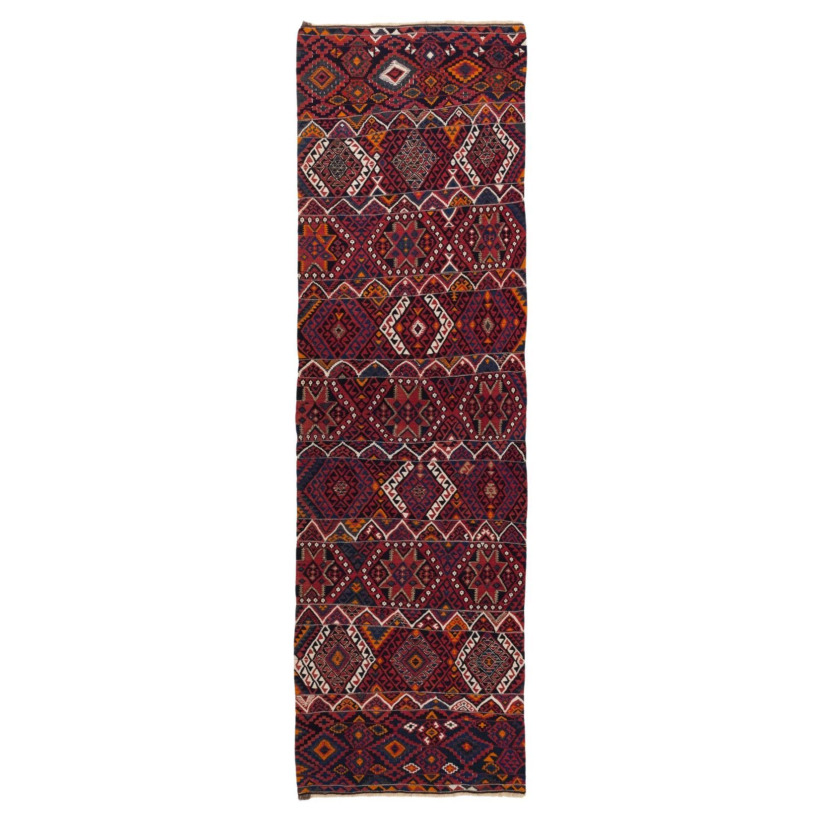 Antique Malatya Runner Kilim Rug Anatolia Turkish Carpet For Sale