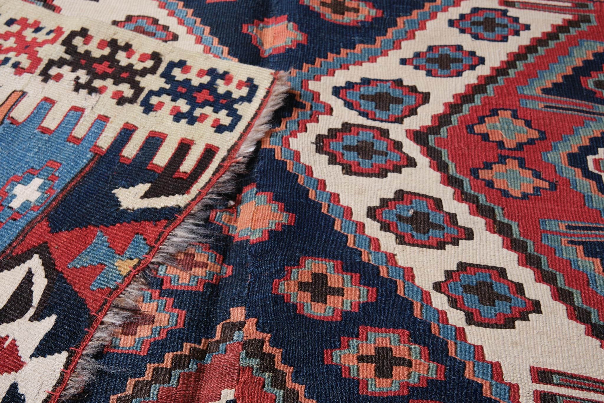Antique Rashwan Malatya Kilim Anatolia Rug Turkish Carpet In Good Condition For Sale In Tokyo, JP