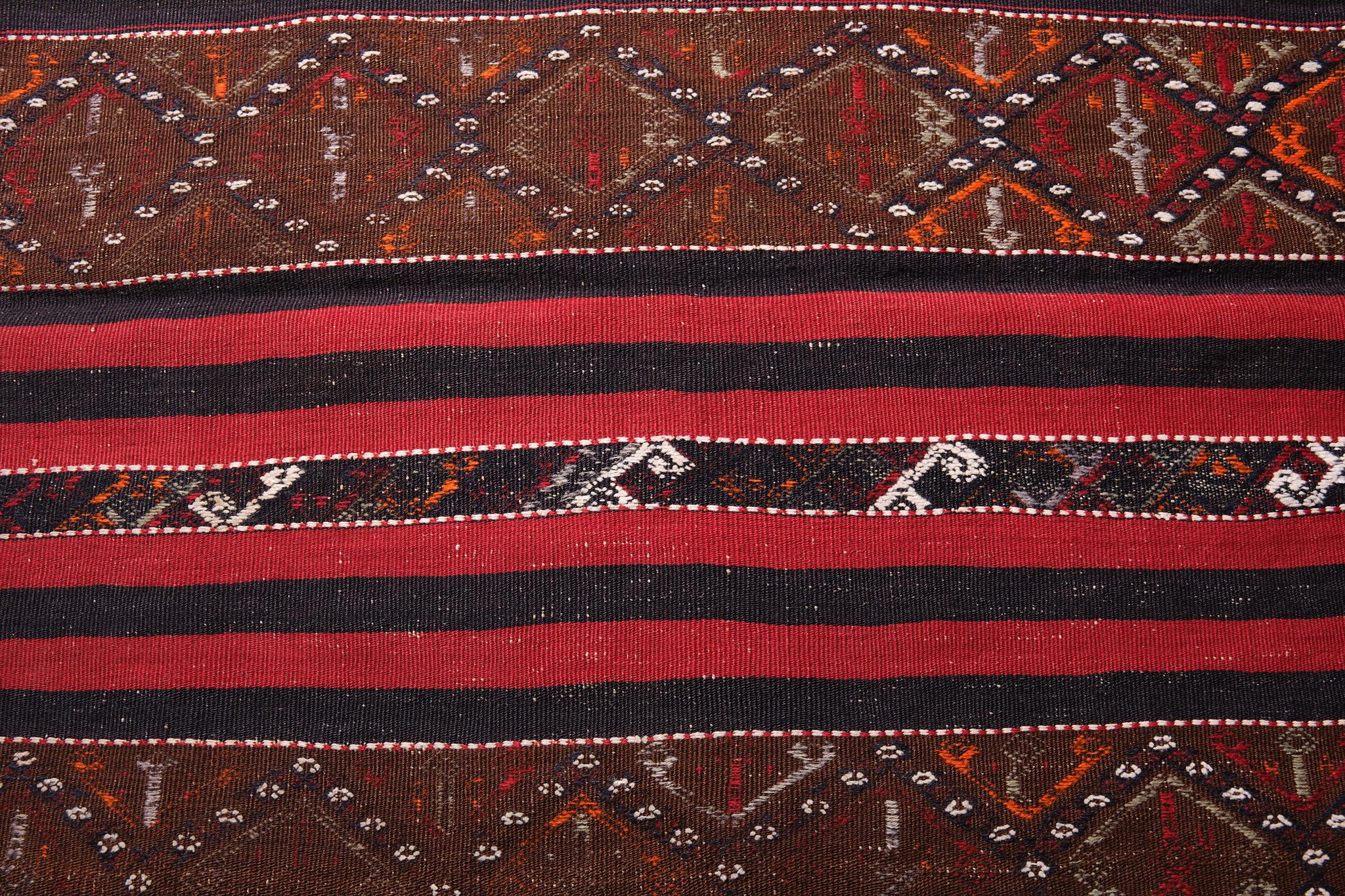 Wool Maras Jijim Kilim Central Anatolian Rug Turkish Carpet For Sale