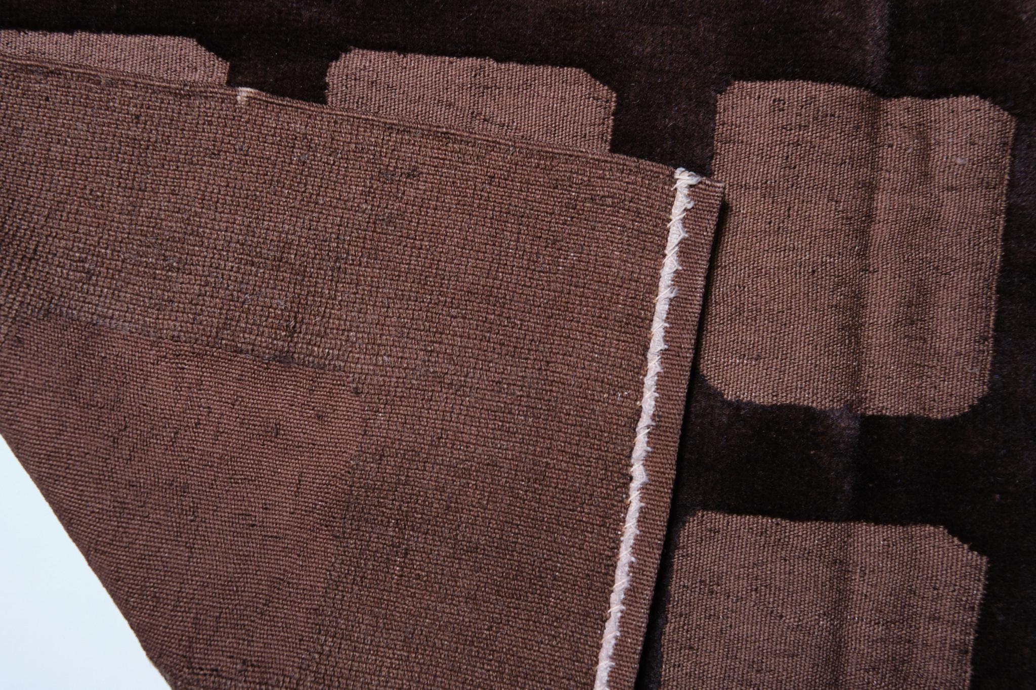Hand-Woven Ararat Rugs Collection, Modern Carpet & Kilim Pile Rug, Brown Turkish Carpet For Sale