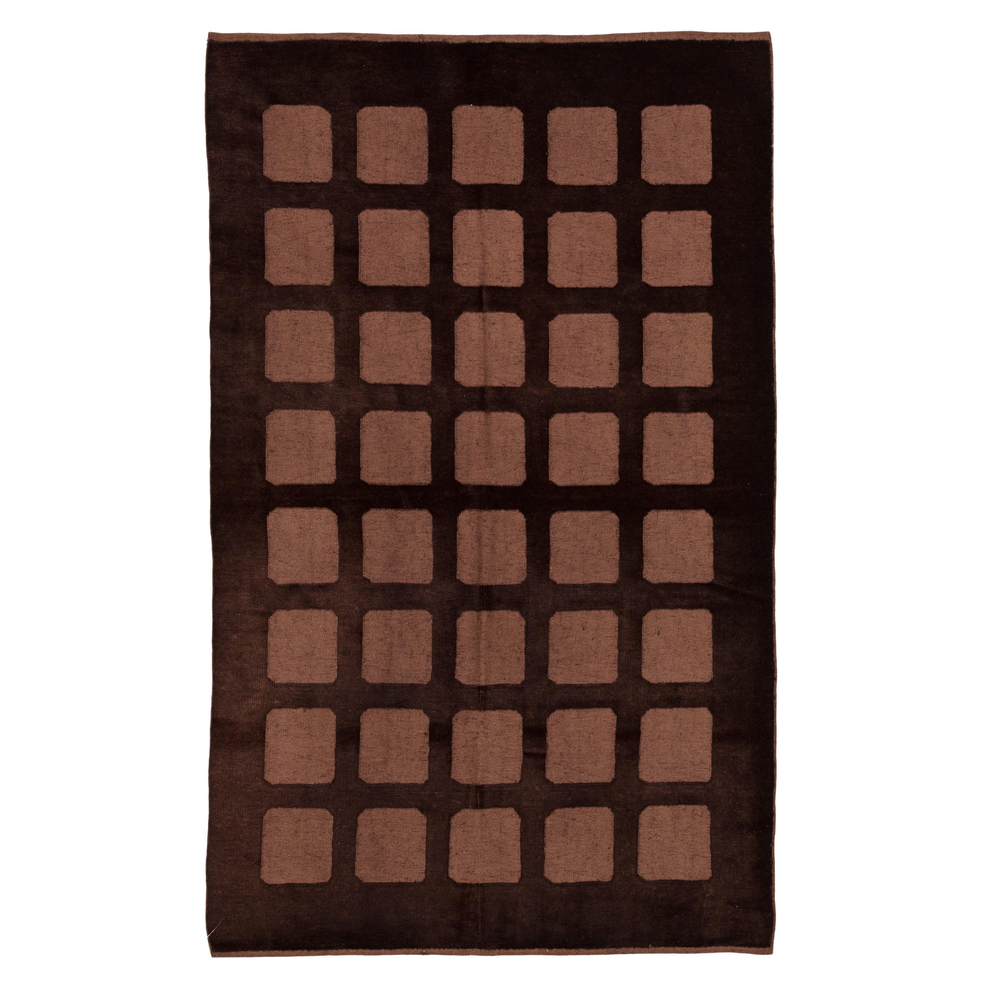 Ararat Rugs Collection, Modern Carpet & Kilim Pile Rug, Brown Turkish Carpet For Sale
