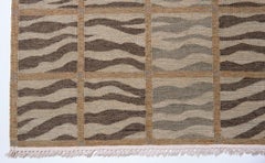 Ararat Rugs Collection, Modern Flatwoven Kilim Rug, Brown & Beige Zebra Carpet