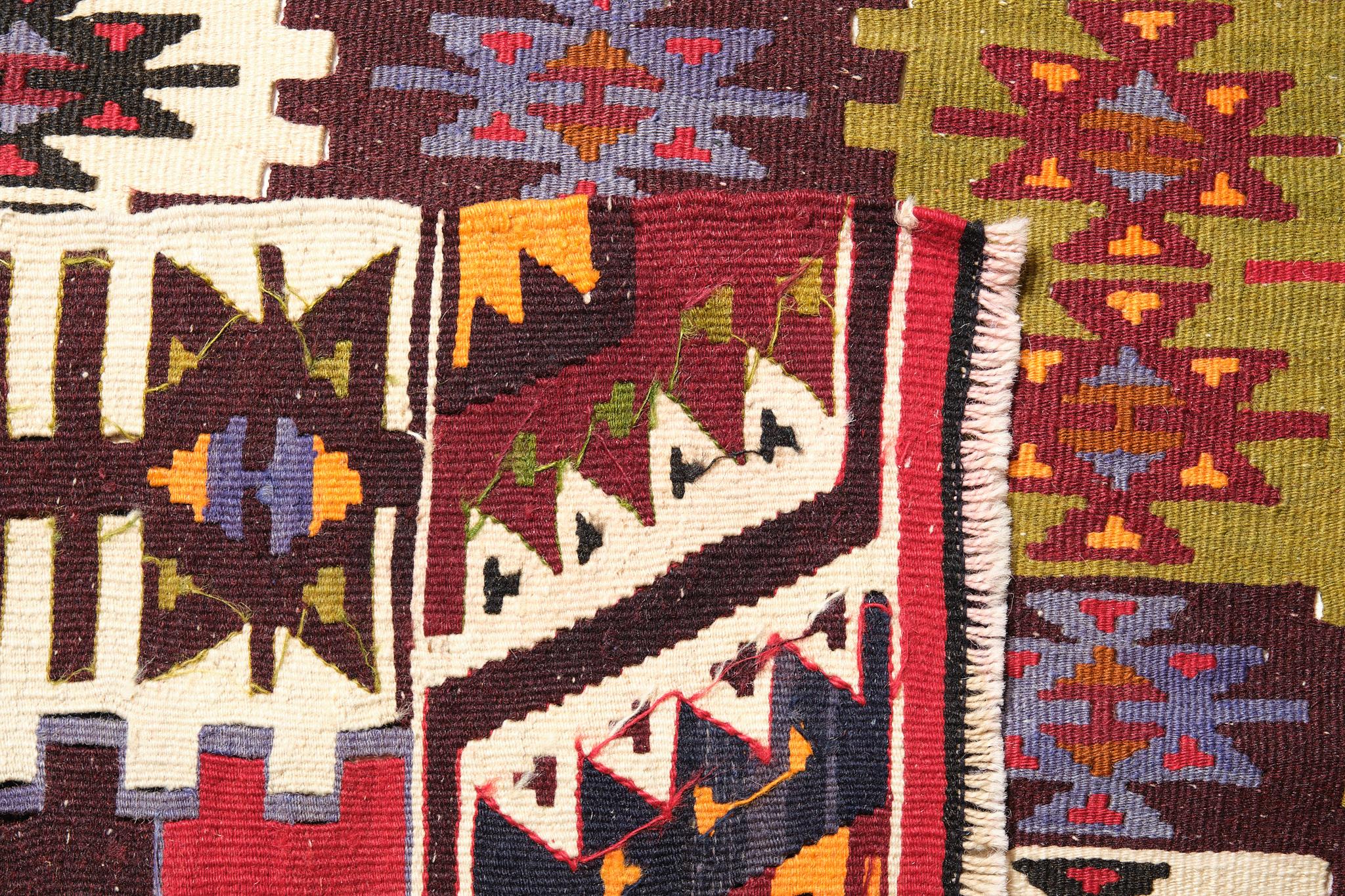 Hand-Woven Old Adana Kilim Southern Anatolian Carpet Turkish Rug For Sale
