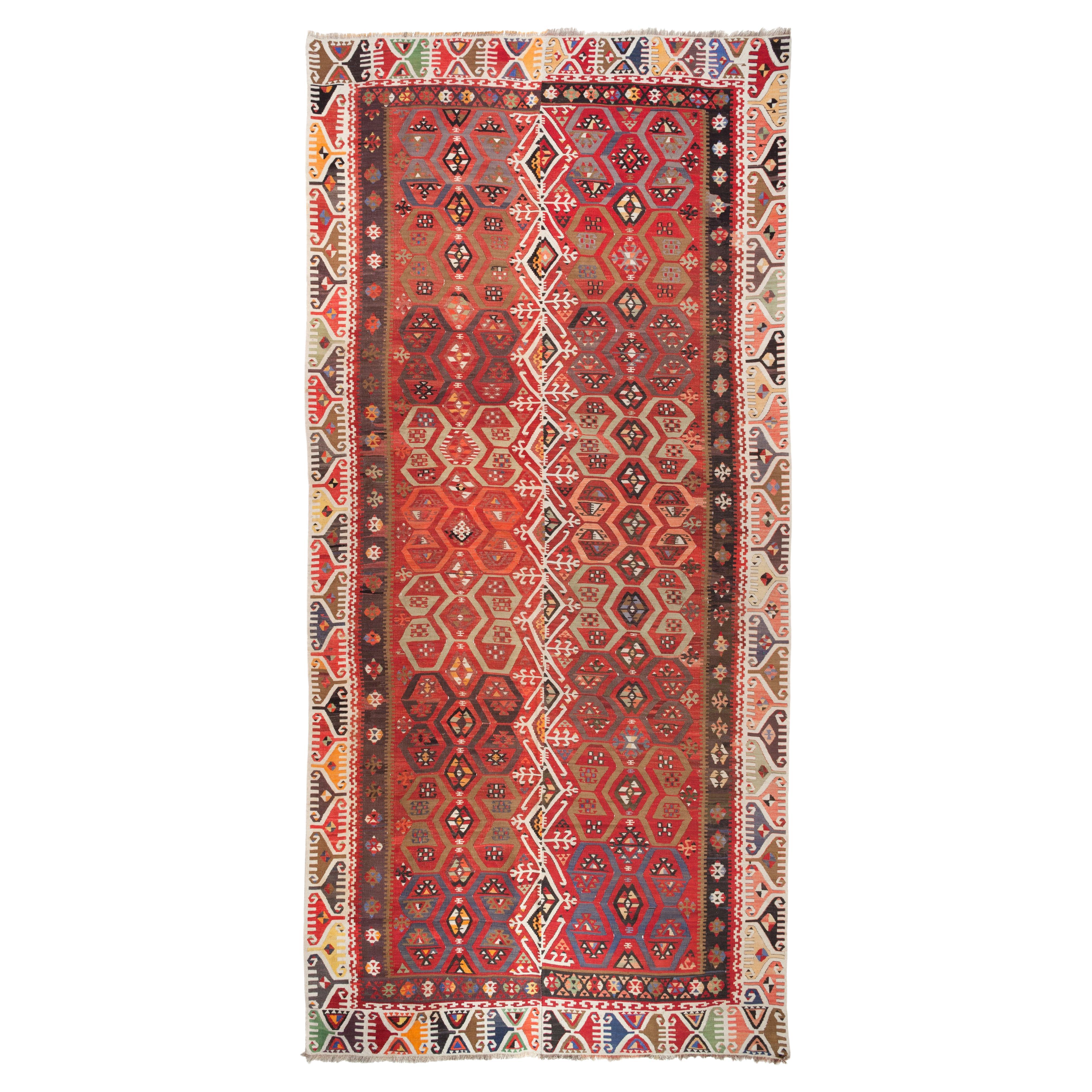 Old Adana Kilim Southern Anatolian Carpet Turkish Rug For Sale