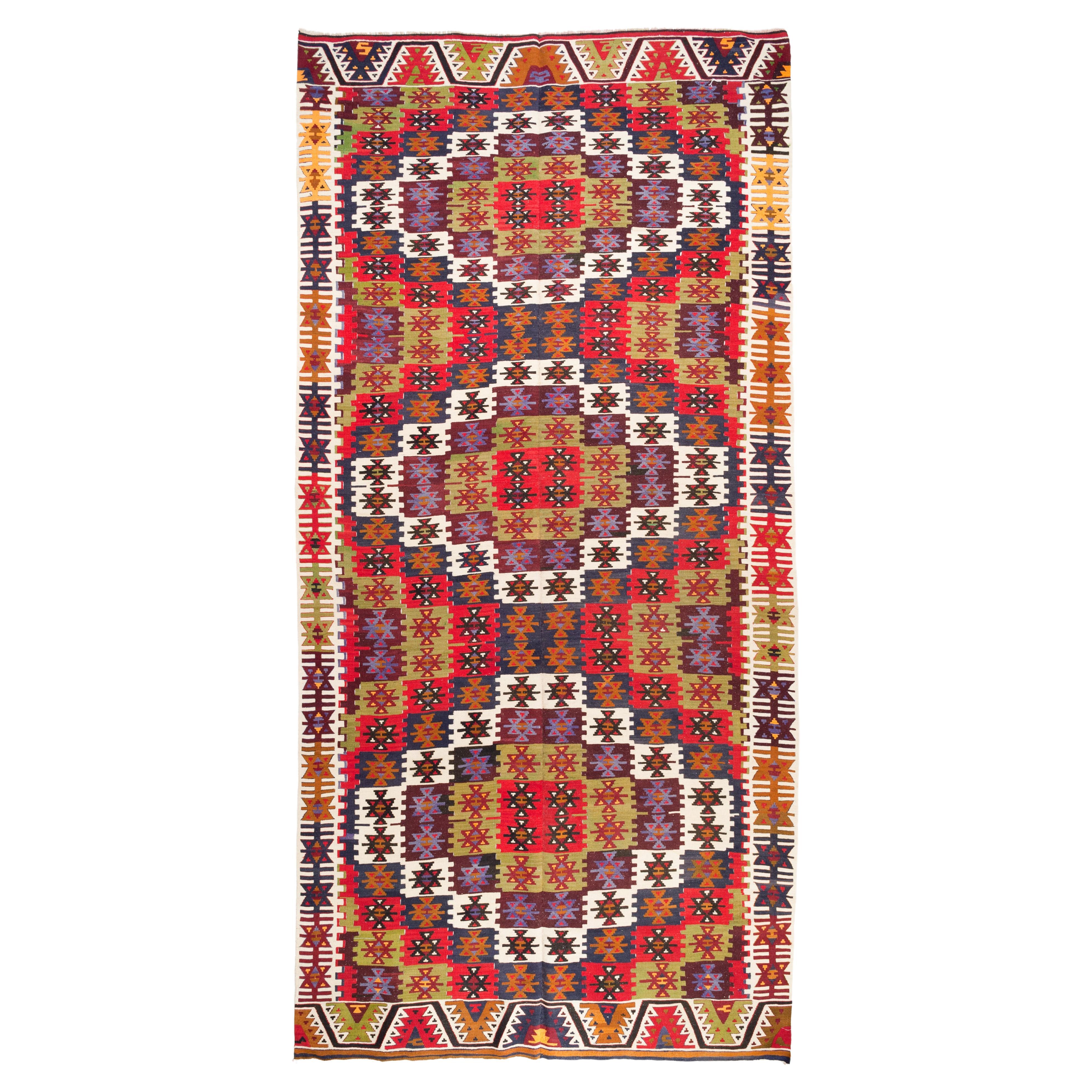 Old Adana Kilim Southern Anatolian Carpet Turkish Rug For Sale