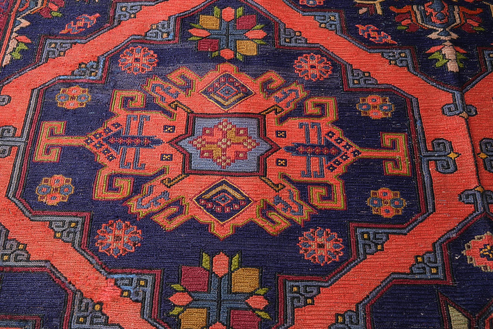 Hand-Woven Old Caucasus Soumak Kilim Rug, Caucasian Sumak Carpet For Sale