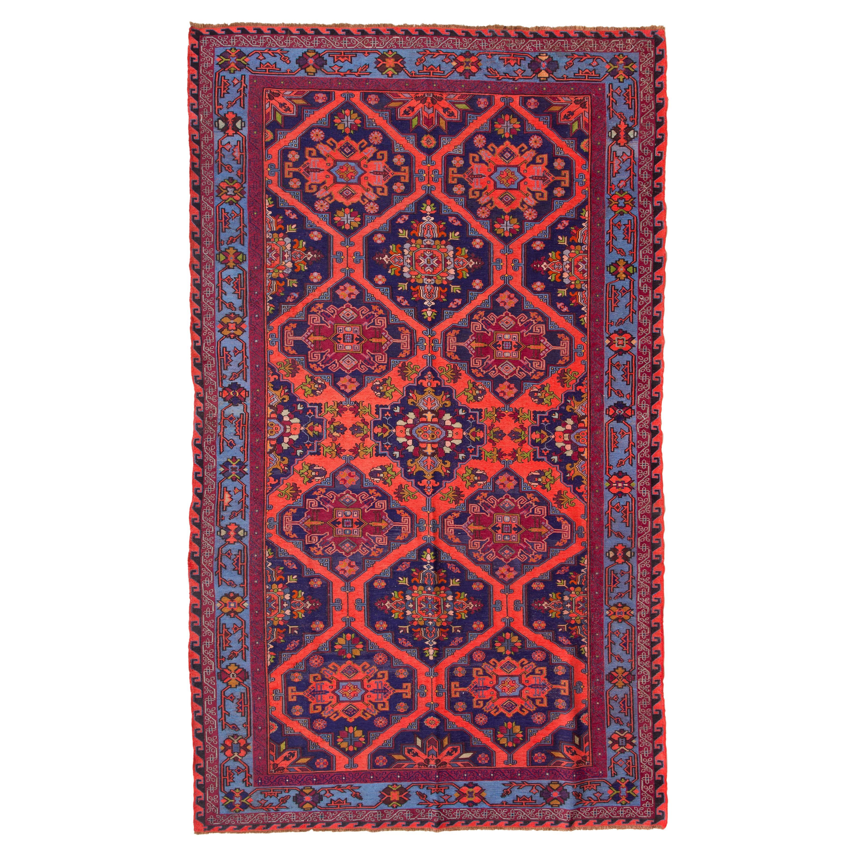 Old Caucasus Soumak Kilim Rug, Caucasian Sumak Carpet For Sale