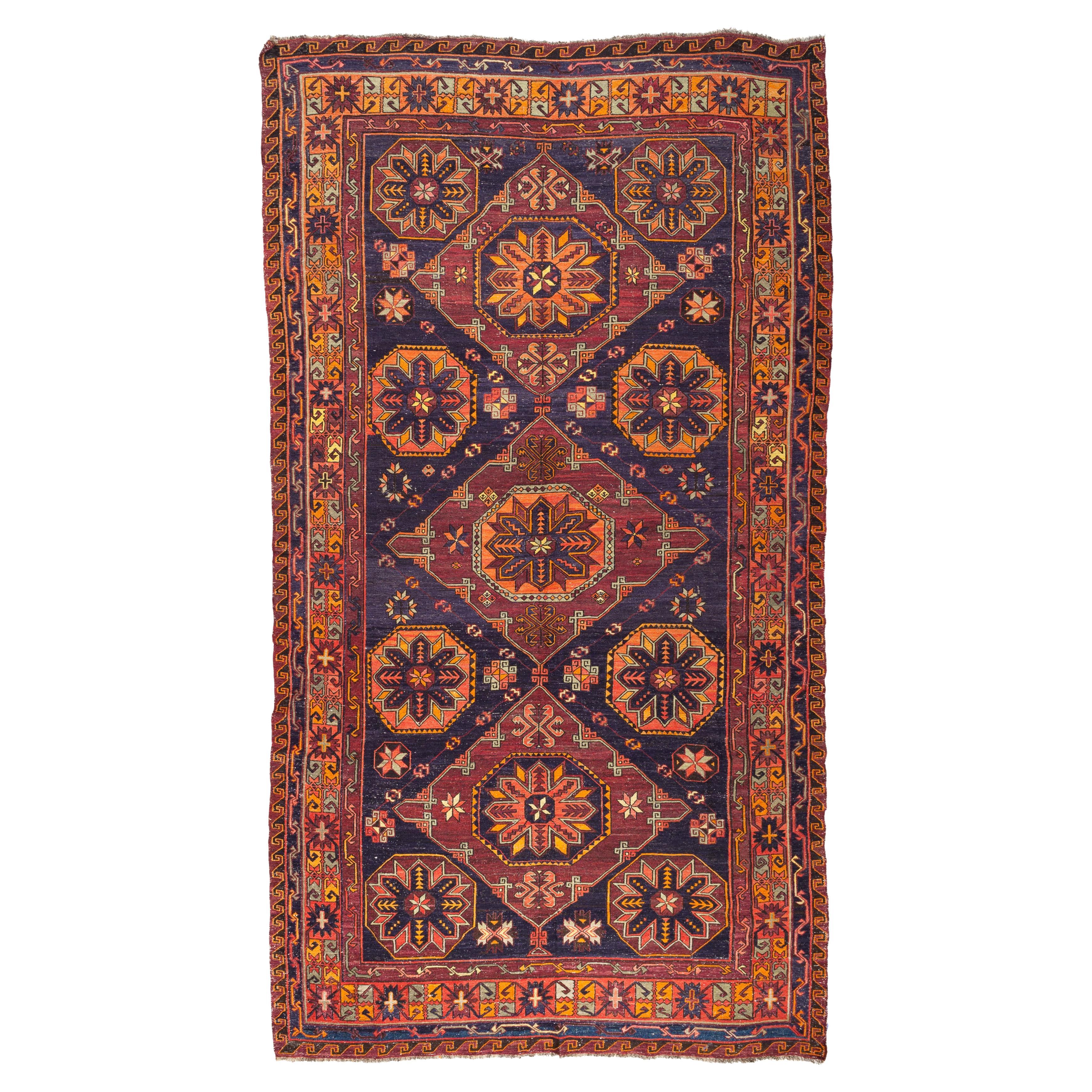 Old Caucasus Soumak Kilim Rug, Caucasian Sumak Carpet For Sale