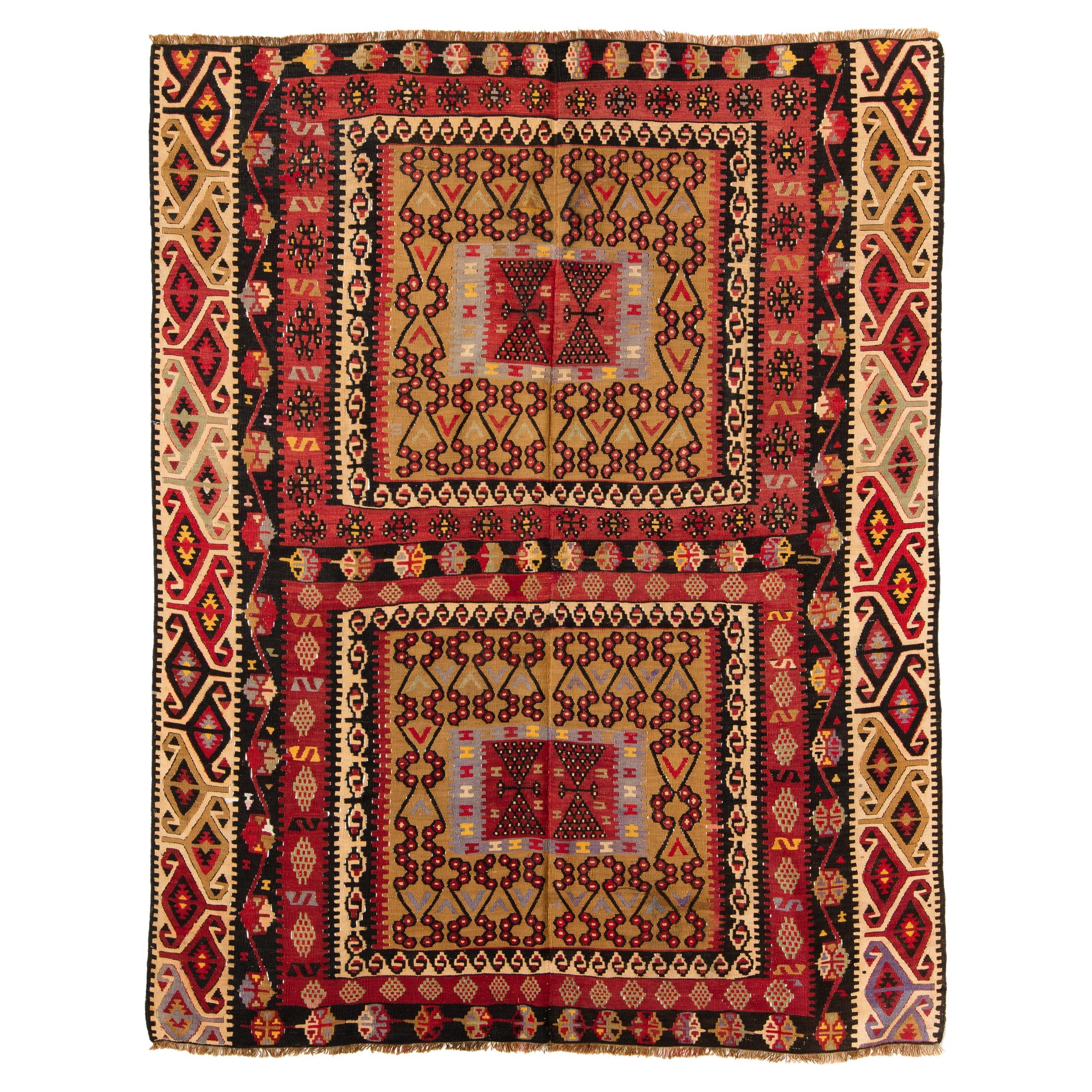 Old Kayseri Kilim Central Anatolian Rug Turkish Carpet For Sale