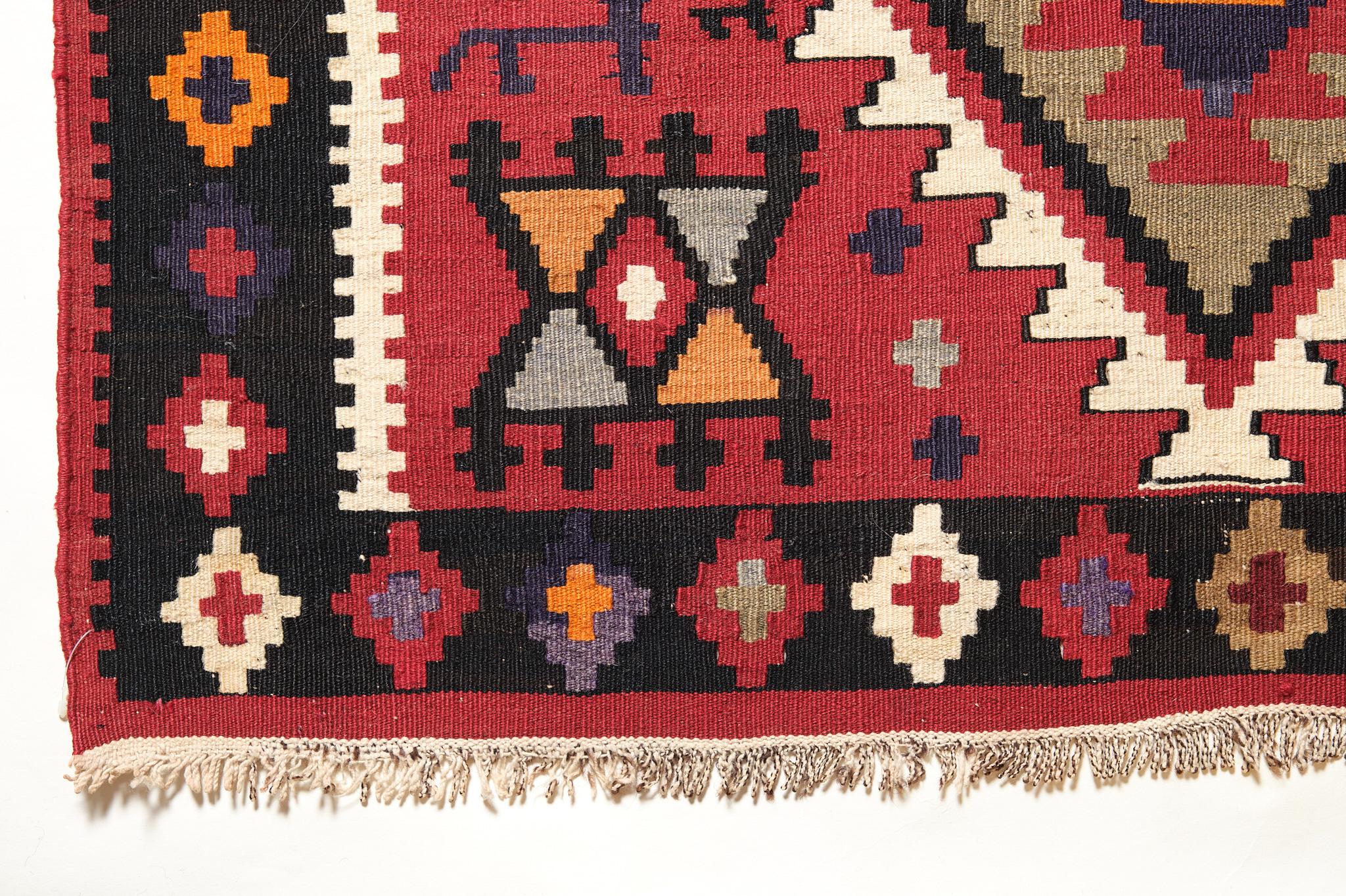 Wool Old Kuba Kilim Rug, Caucasian Carpet For Sale