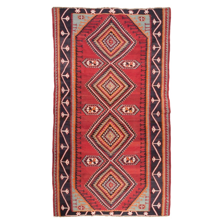Ararat Rugs Collection Old Kuba Kilim Rug, Caucasian Carpet For Sale at