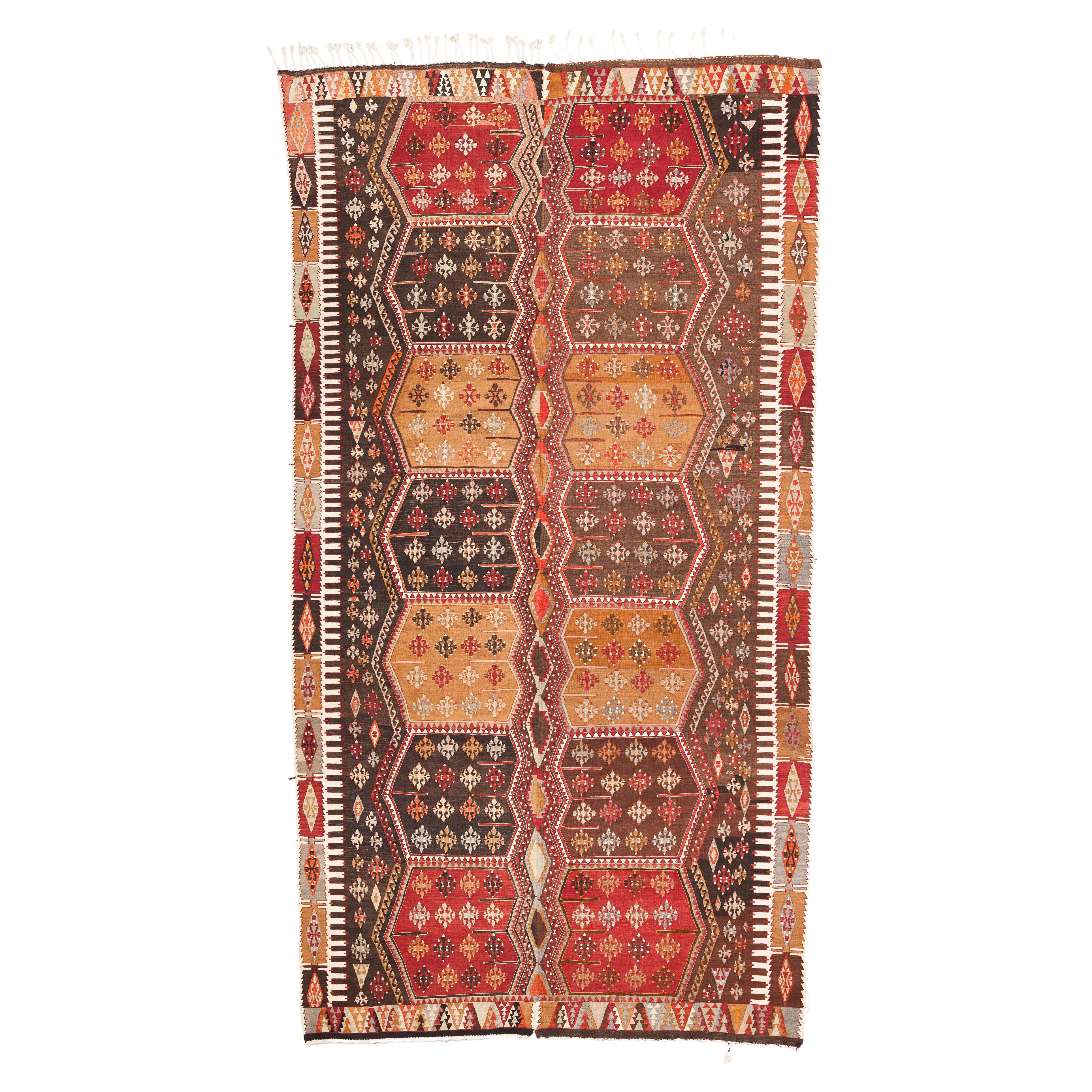Old Sivas Kilim Central Anatolian Rug Turkish Carpet