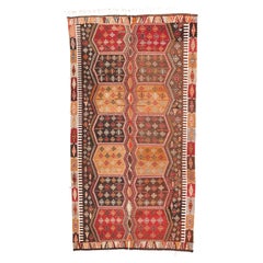 Retro Old Sivas Kilim Central Anatolian Rug Turkish Carpet