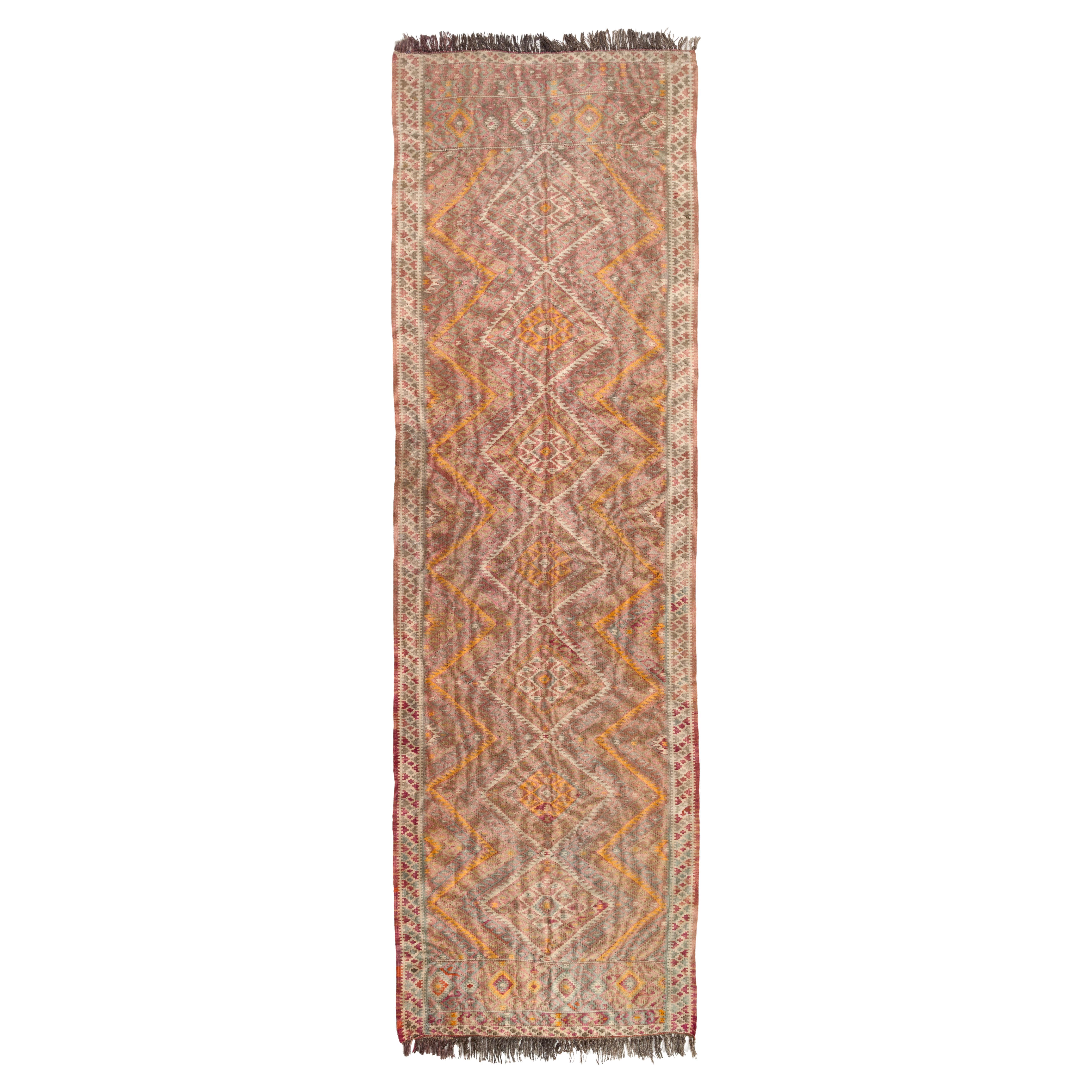 Old Van Muted Color Kilim Rug,  Anatolian Turkish Carpet For Sale