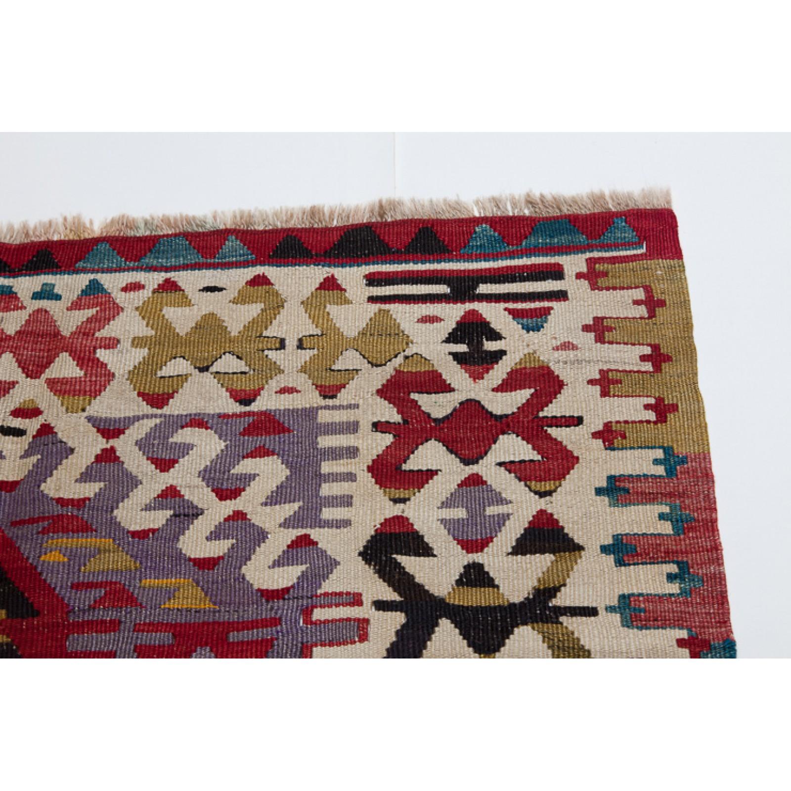 Hand-Woven Old Vintage Esme Kilim Western Anatolian Turkish Carpet For Sale
