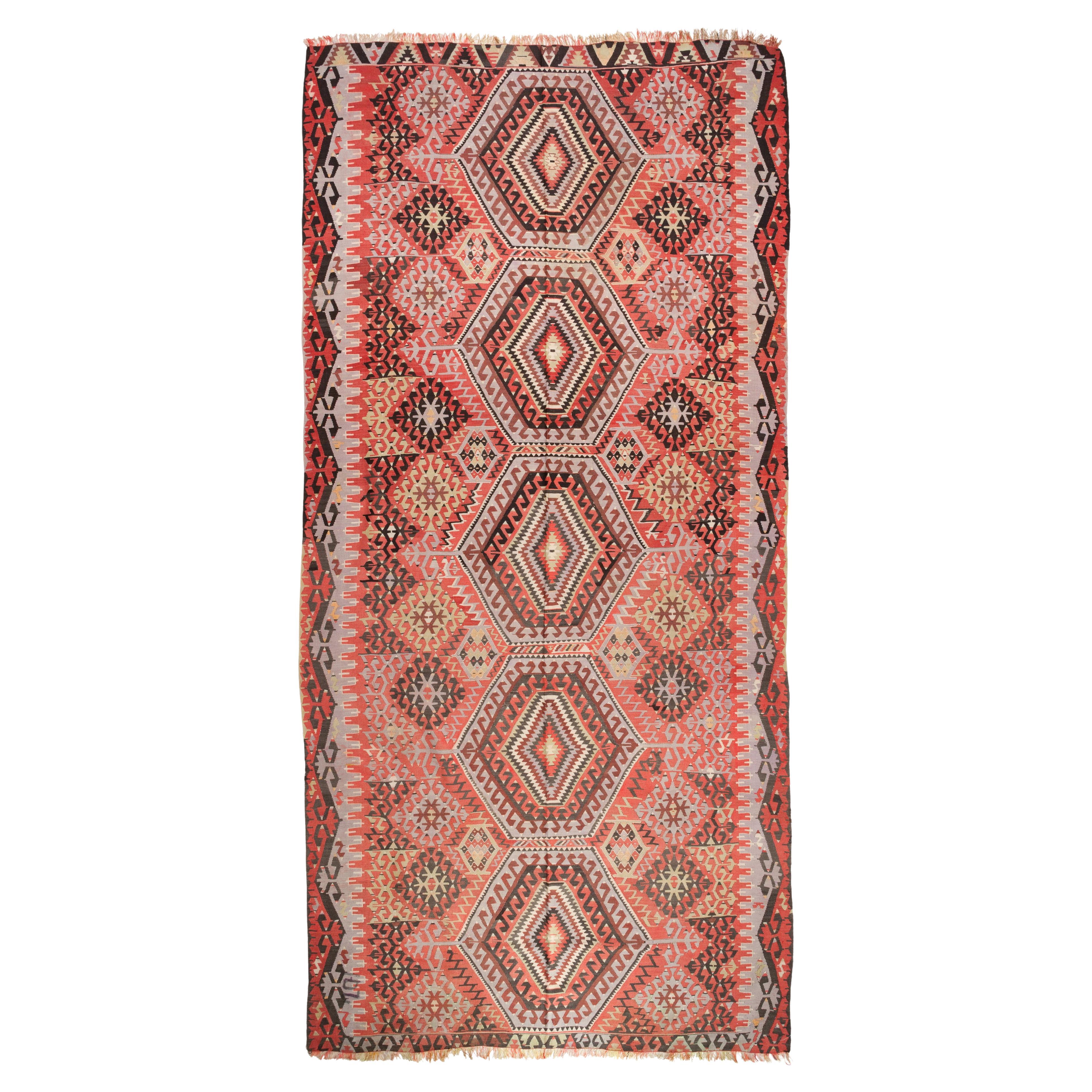 Old Vintage Esme Kilim Western Anatolian Turkish Carpet For Sale