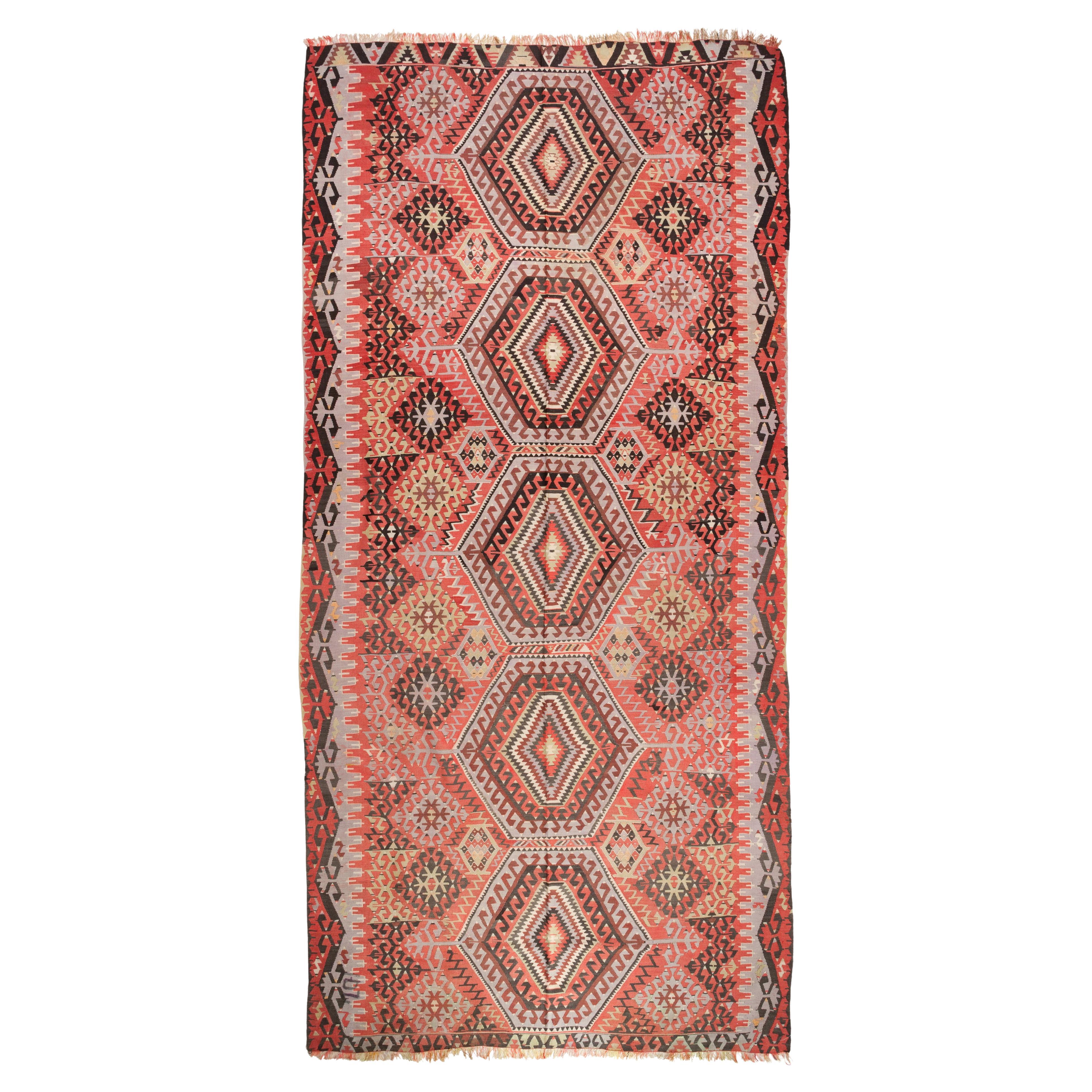 Vecchio tappeto turco vintage Esme Kilim dell'Anatolia occidentale