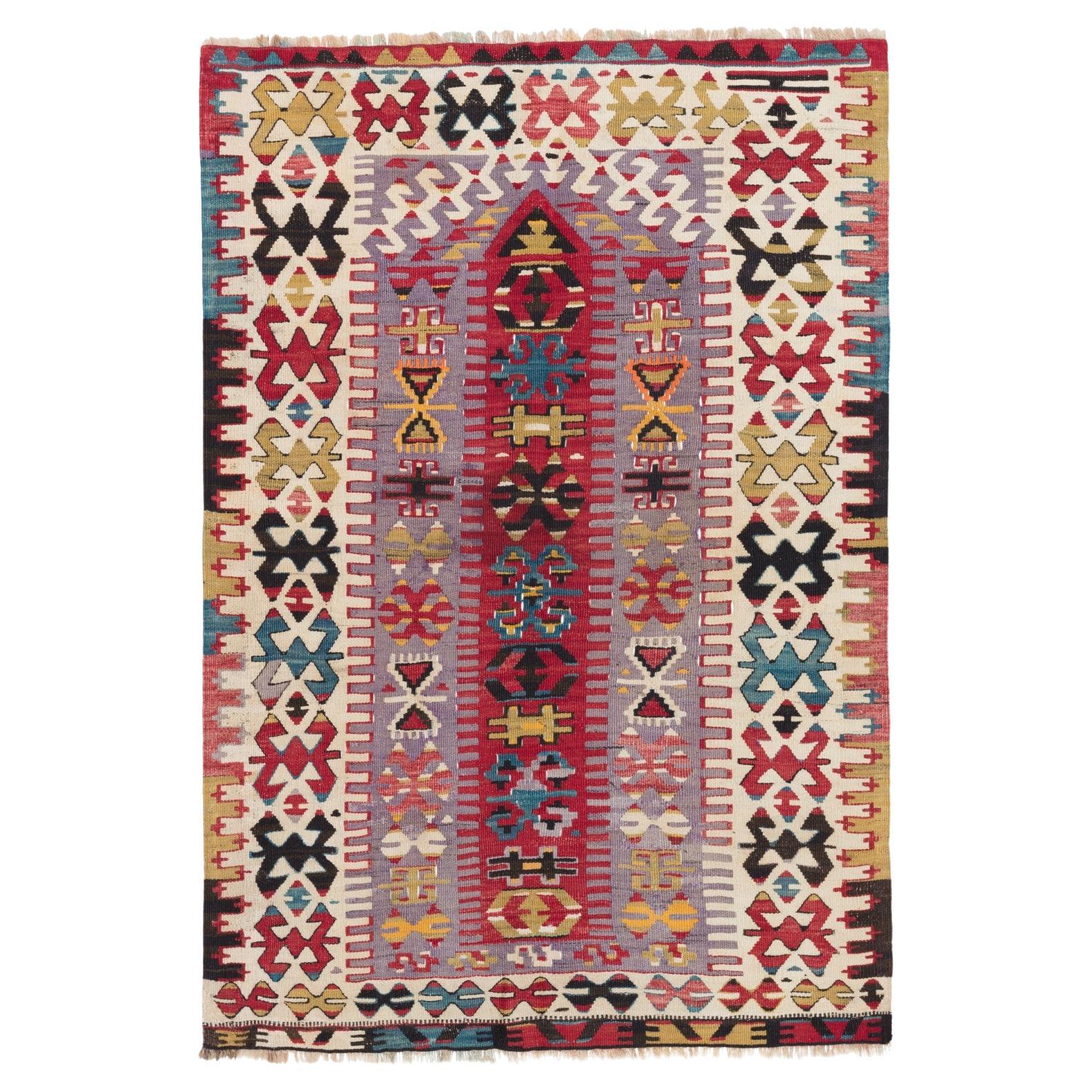 Old Vintage Esme Kilim Western Anatolian Turkish Carpet For Sale