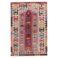 Old Used Esme Kilim Western Anatolian Turkish Carpet