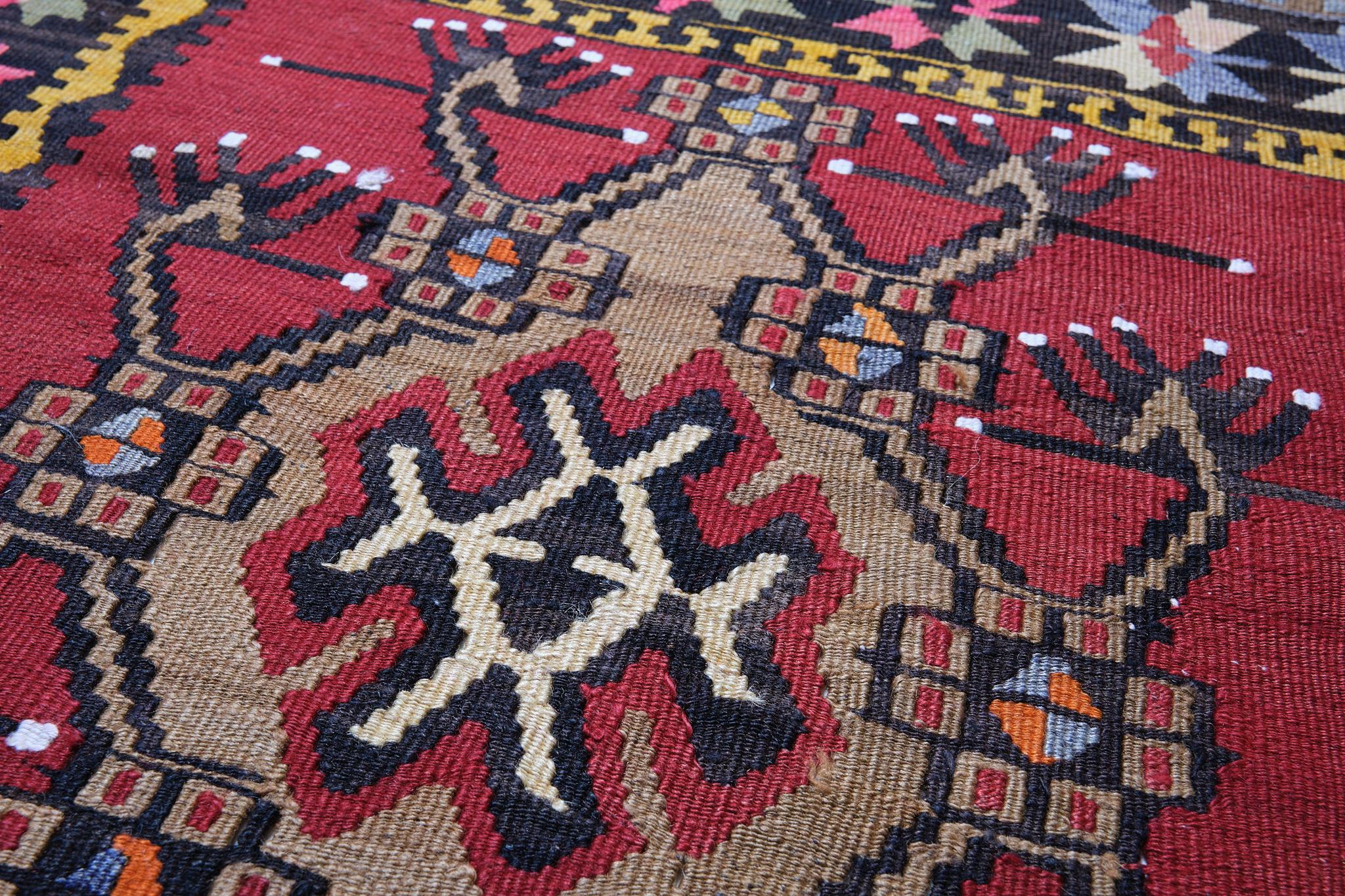 Sarkisla Sivas Kilim Central Anatolian Rug Turkish Carpet In Good Condition For Sale In Tokyo, JP