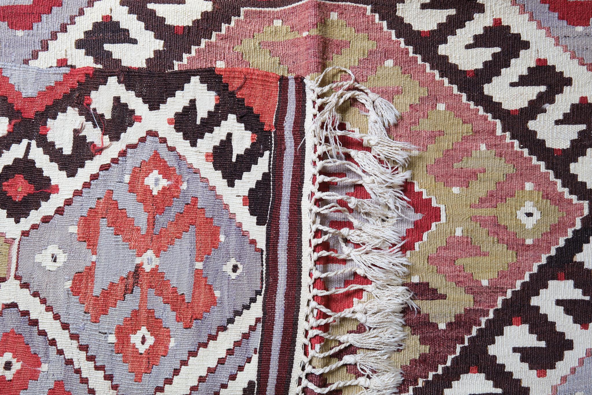Hand-Knotted Vintage Antalya Kilim Rug Old Anatolian Turkish Carpet For Sale