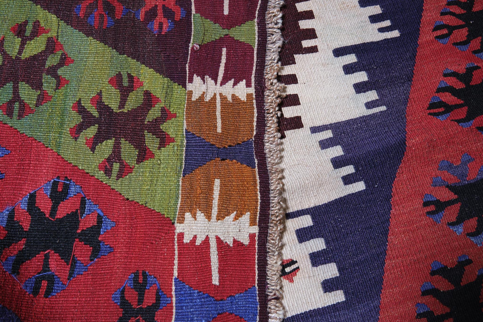 Hand-Woven Vintage Malatya Kilim Rug Old Anatolian Turkish Carpet For Sale