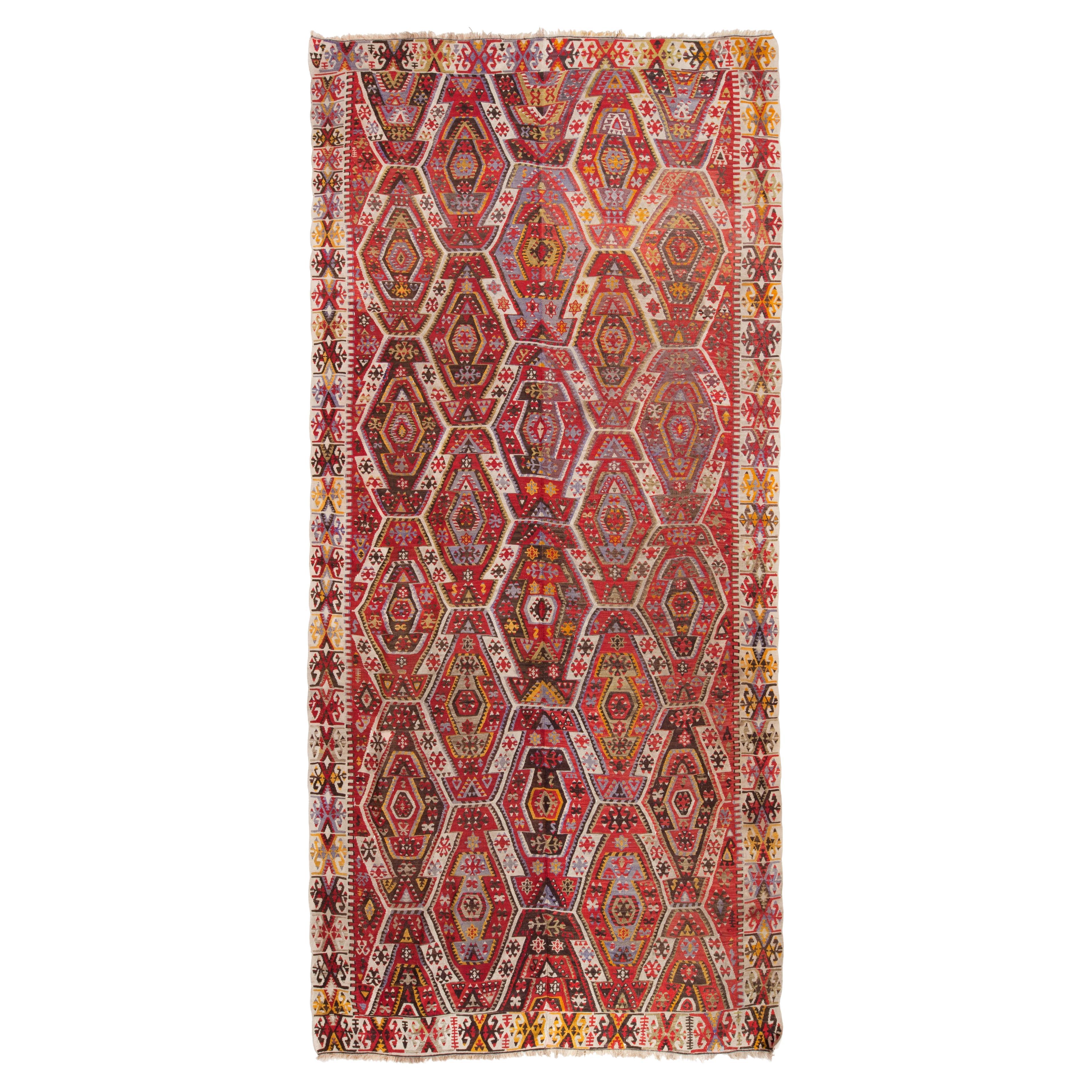 Vintage Malatya Kilim Rug Old Anatolian Turkish Carpet For Sale