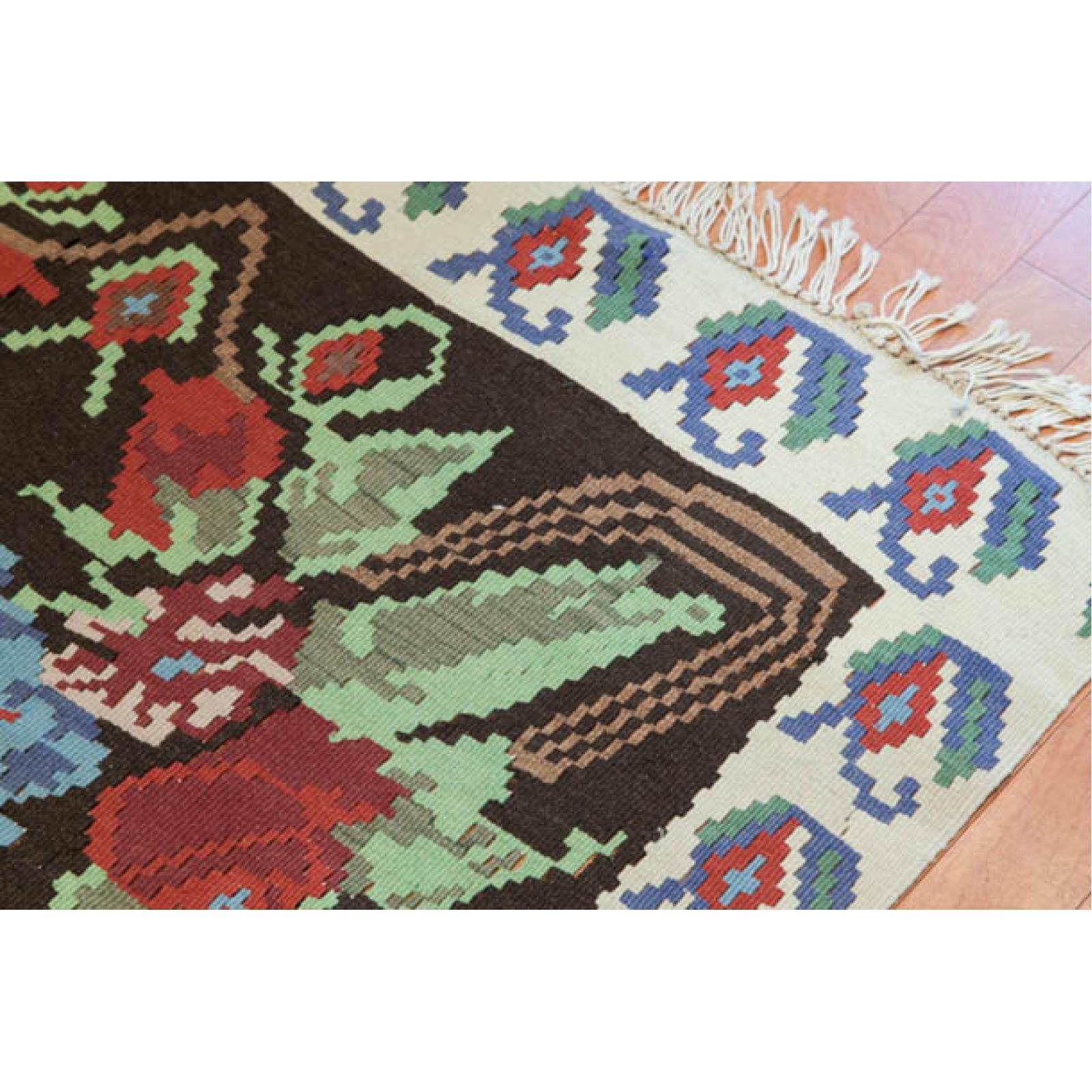 20th Century Vintage Old Bessarabian Kilim Rug, Bulgarian Carpet For Sale