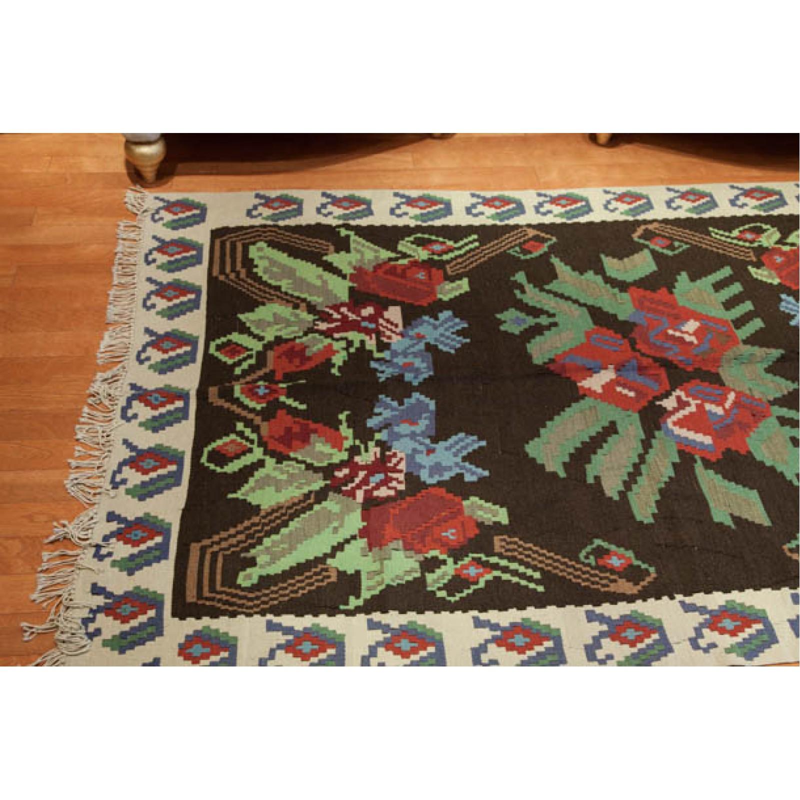 Wool Vintage Old Bessarabian Kilim Rug, Bulgarian Carpet For Sale