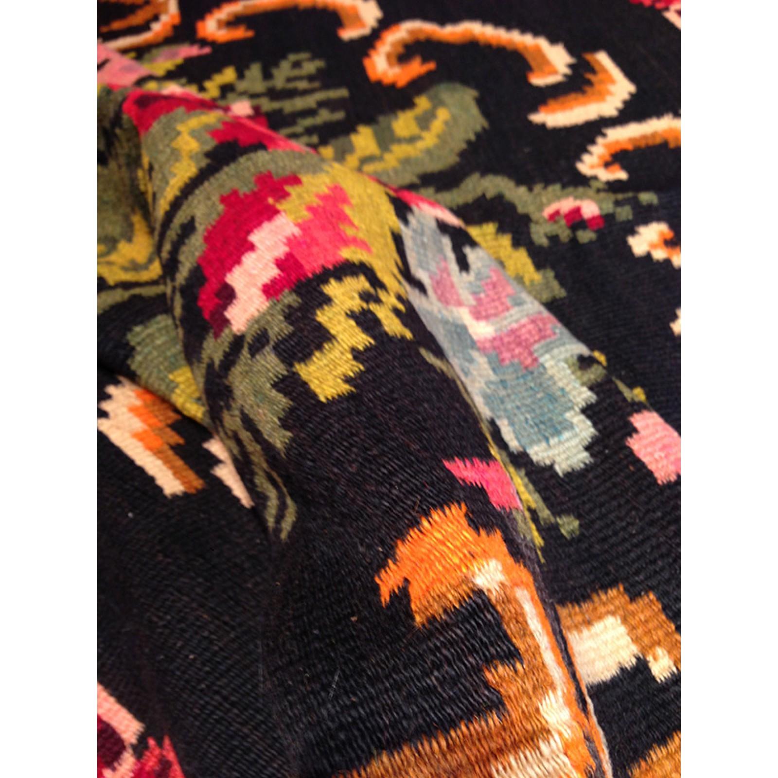 This is a Vintage Old Bessarabian Kilim Rug from Moldova with a rare and beautiful color composition.

Today it is a landlocked country in Eastern Europe, bordering Romania and Ukraine. Although it is now an independent country, it has been ruled by
