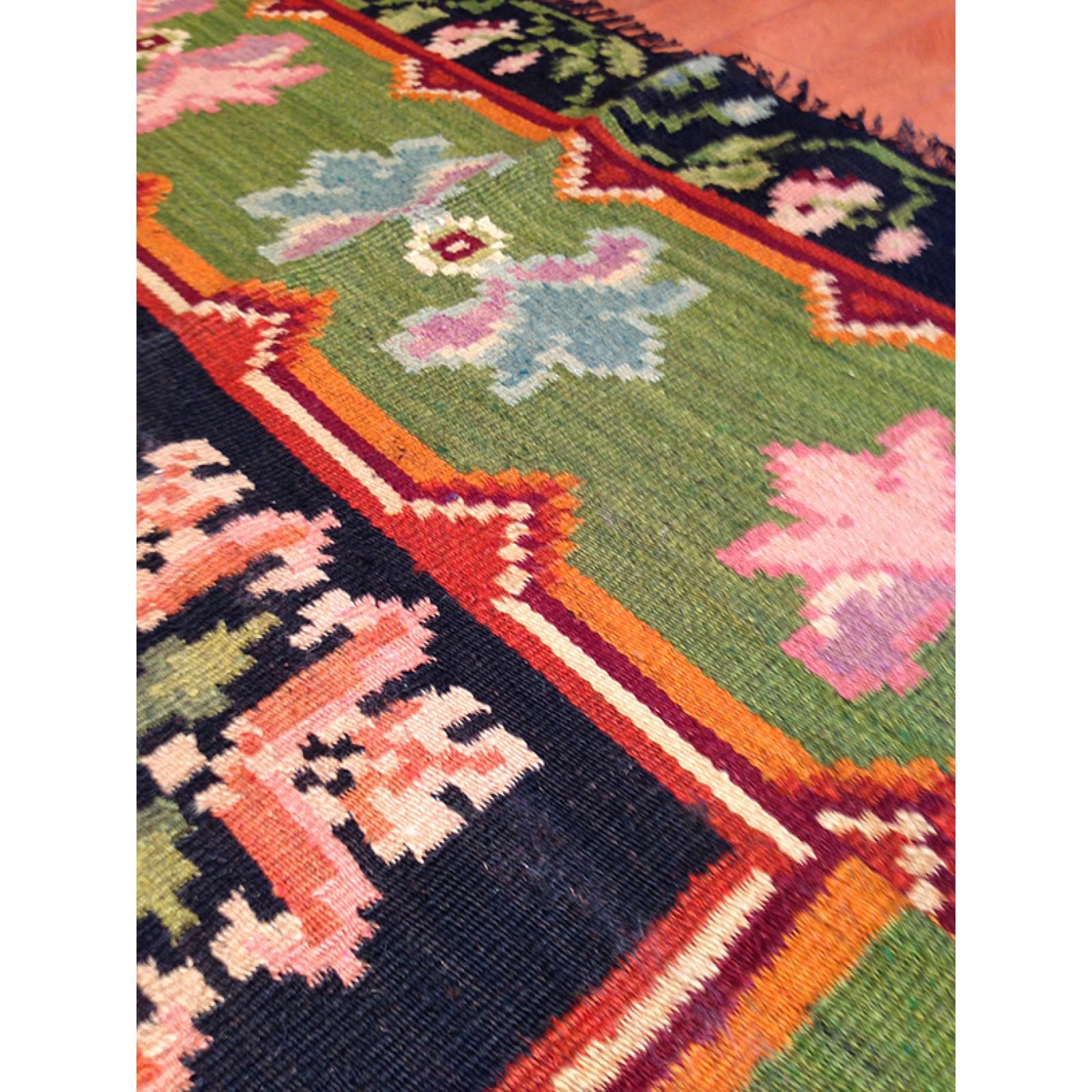 Hand-Woven Vintage Old Bessarabian Kilim Rug, Moldovan Carpet For Sale