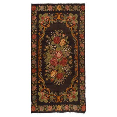 7x9.9 Ft Eastern European Bessarabian Kilim, Floral Vintage Handwoven ...