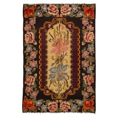 Retro Old Bessarabian Kilim Rug, Moldovan Carpet