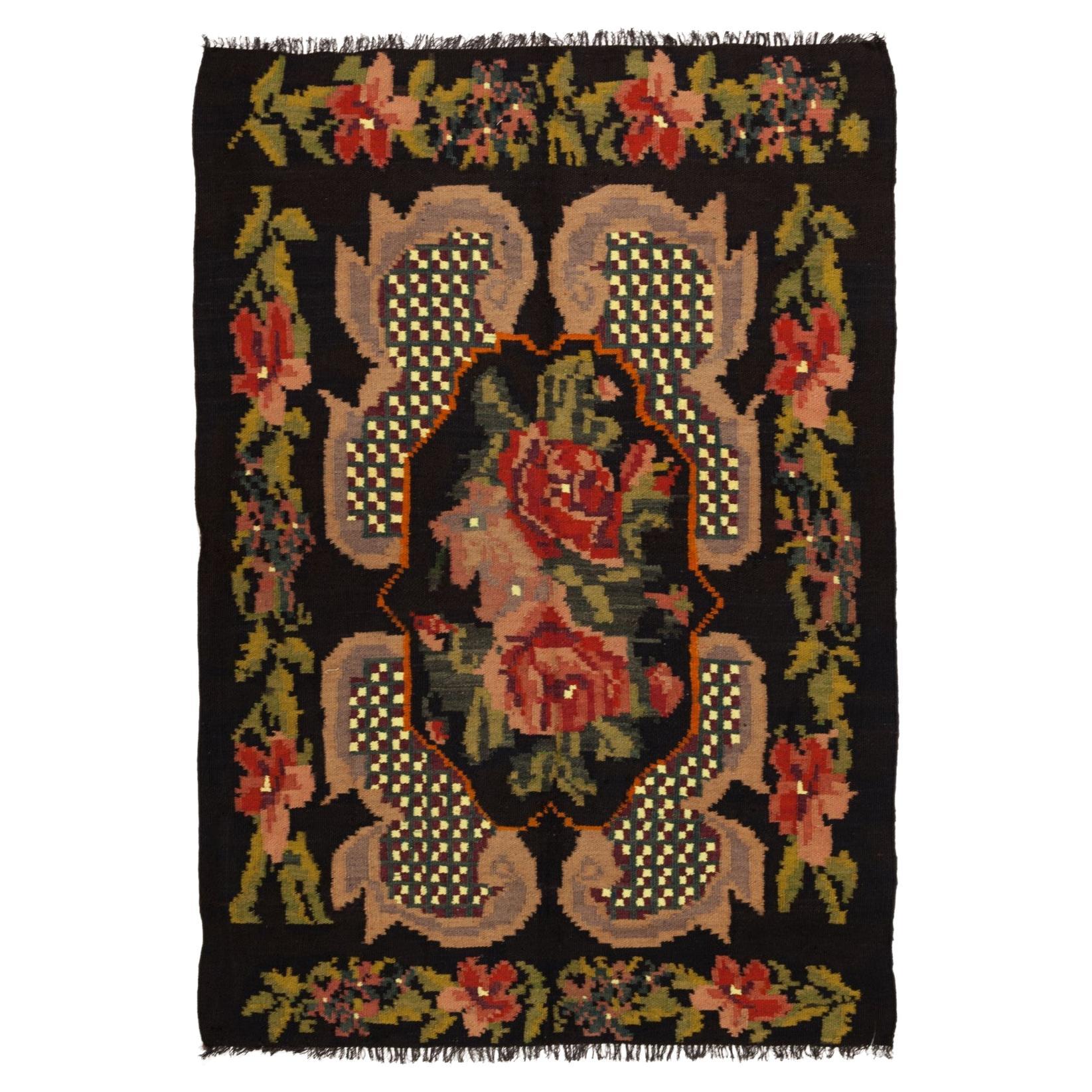 Vieux tapis Kilim de Bessarabie, tapis moldaves roumain