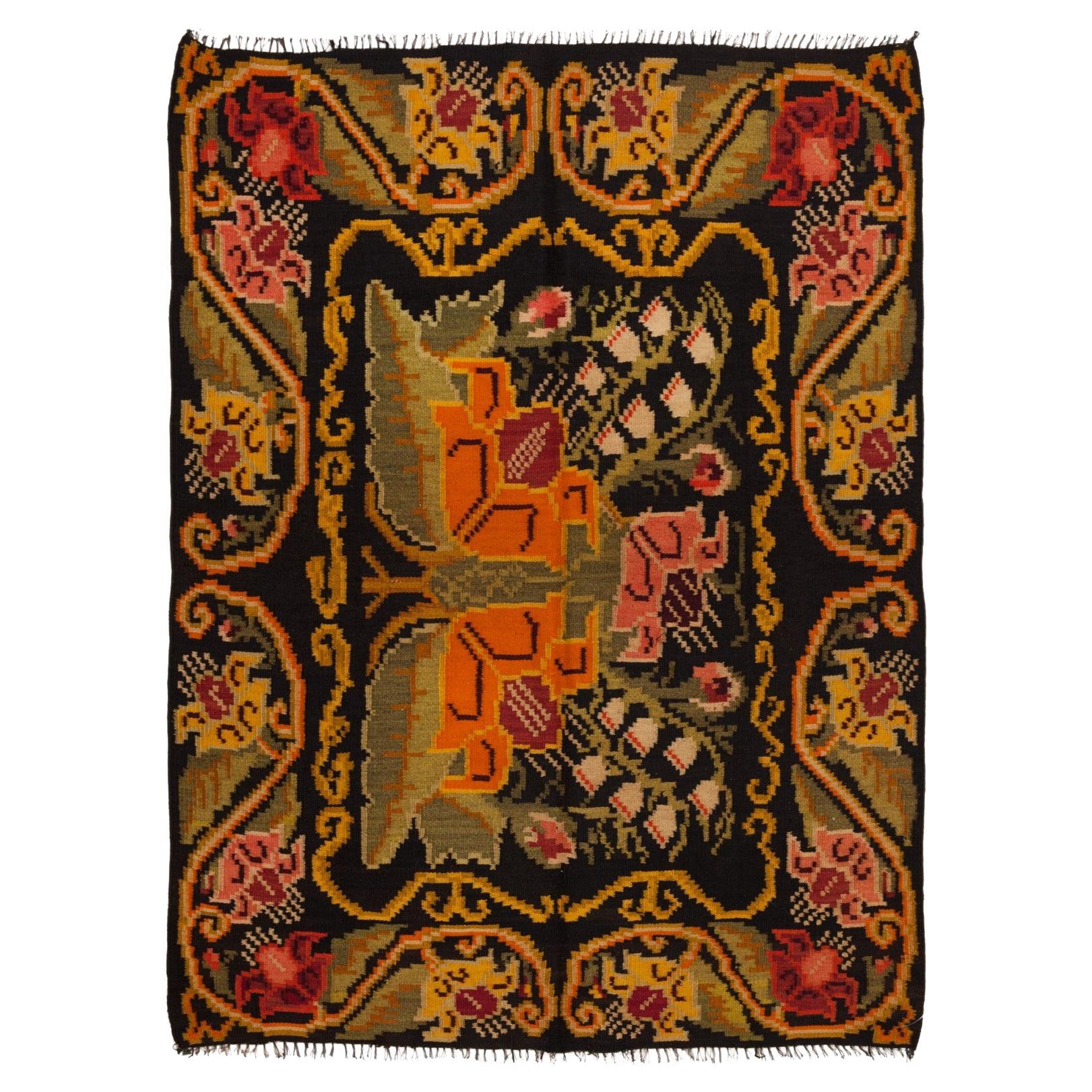 Vintage Old Bessarabian Kilim Rug, Moldovan Carpet For Sale