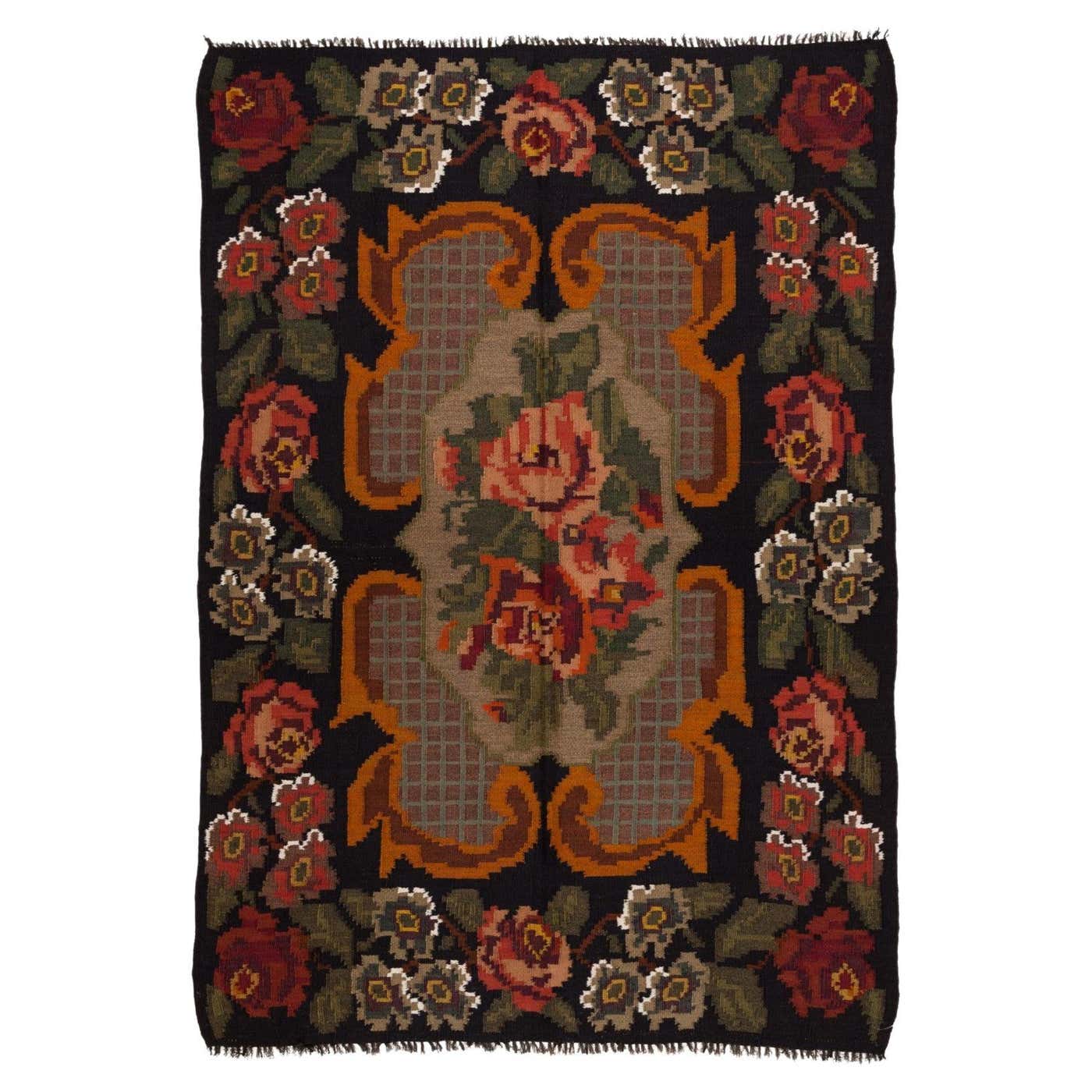 Vintage Old Bessarabian Kilim Rug, Moldovan Carpet For Sale at 1stDibs