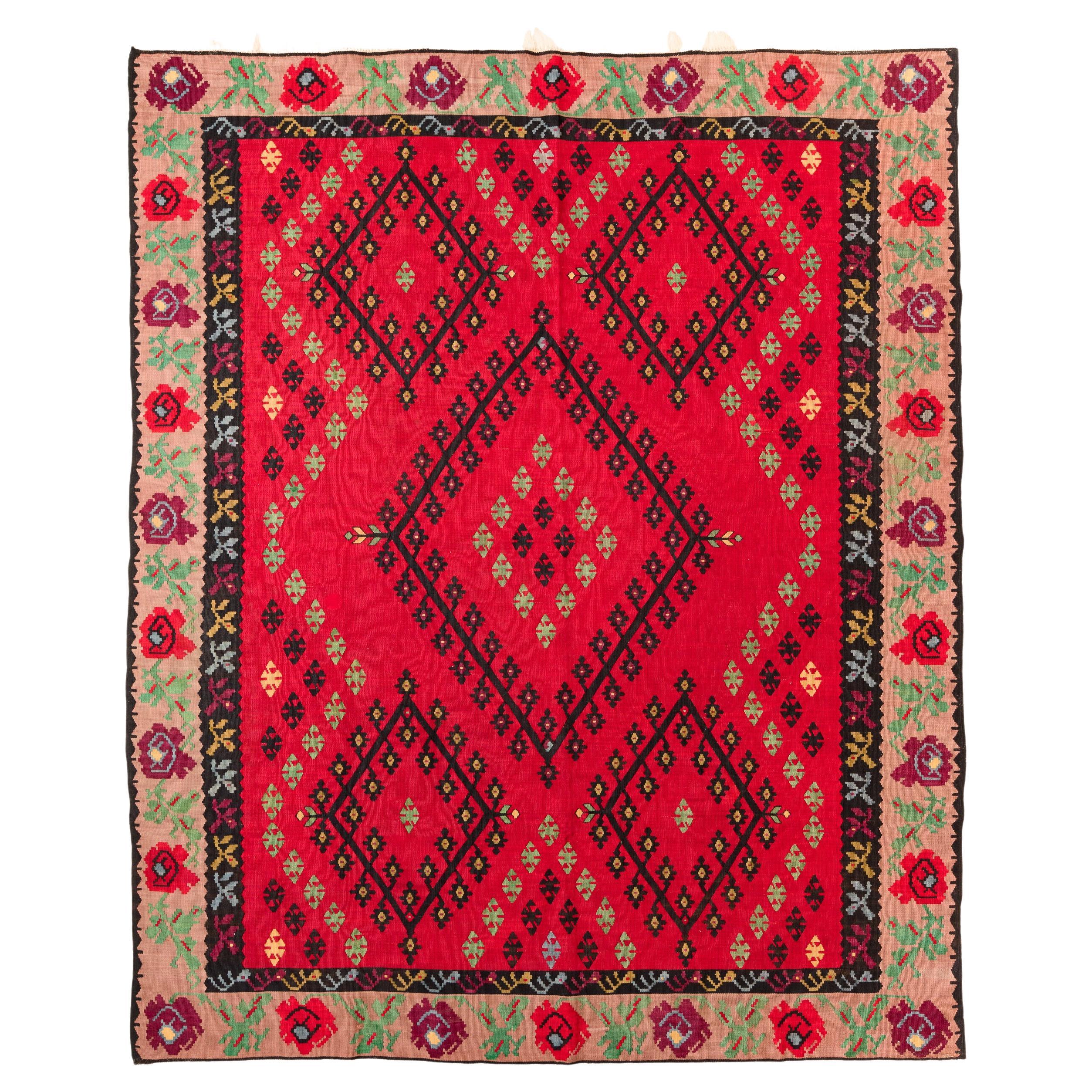 Vintage Sarkoy Kilim Rug, Turkish Carpet For Sale